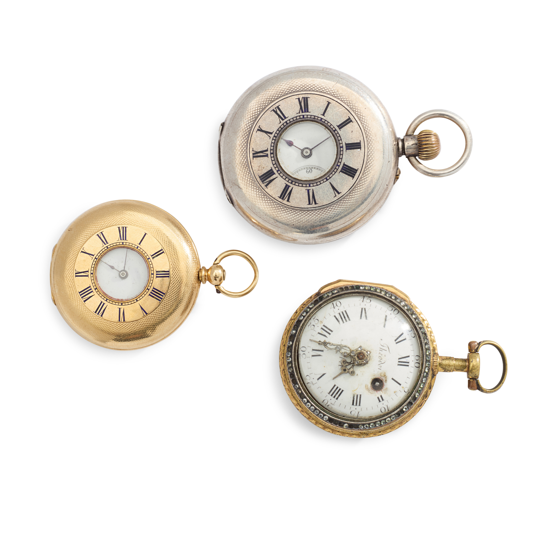 A collection of three pocket watches