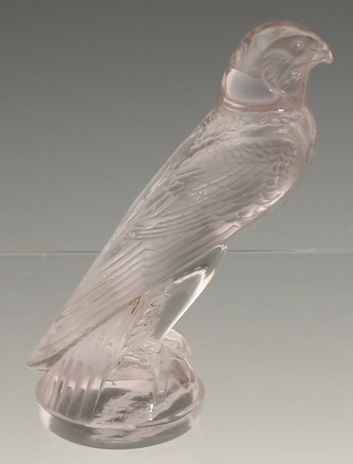 'Faucon', a Lalique clear glass car mascot,