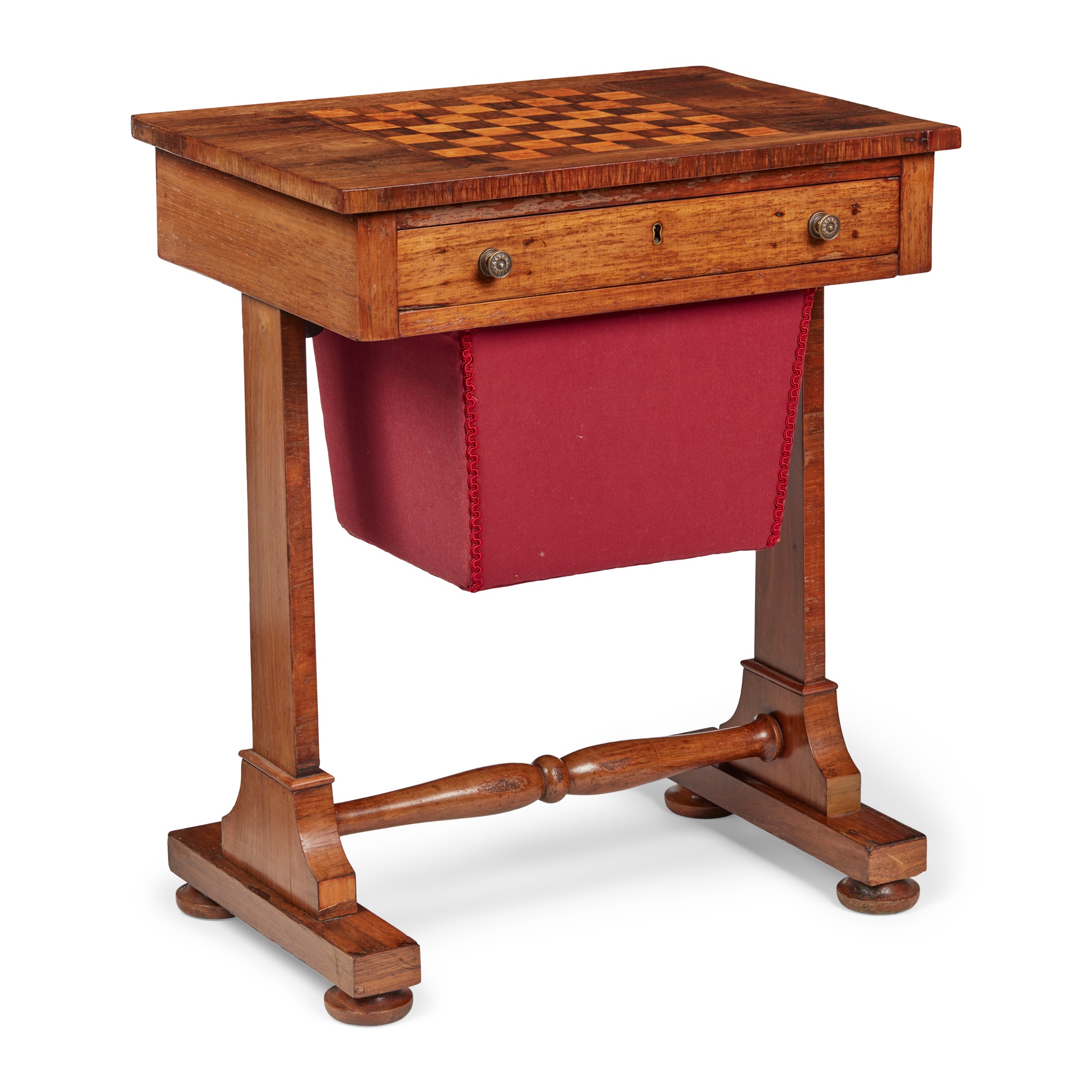 REGENCY ROSEWOOD AND MAPLE WORK/ GAMES TABLE