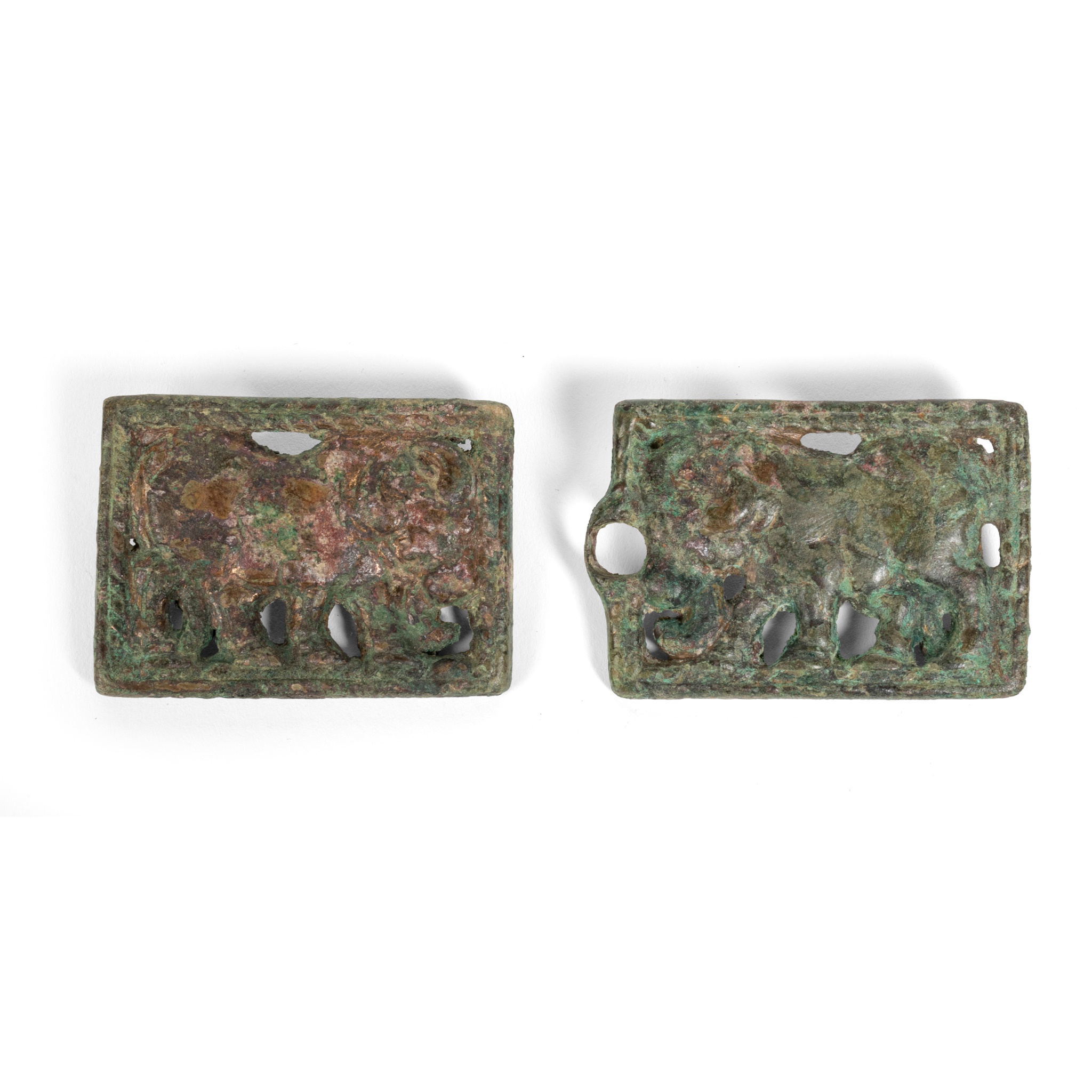 PAIR OF ORDORS BRONZE BELT BUCKLE PLAQUES