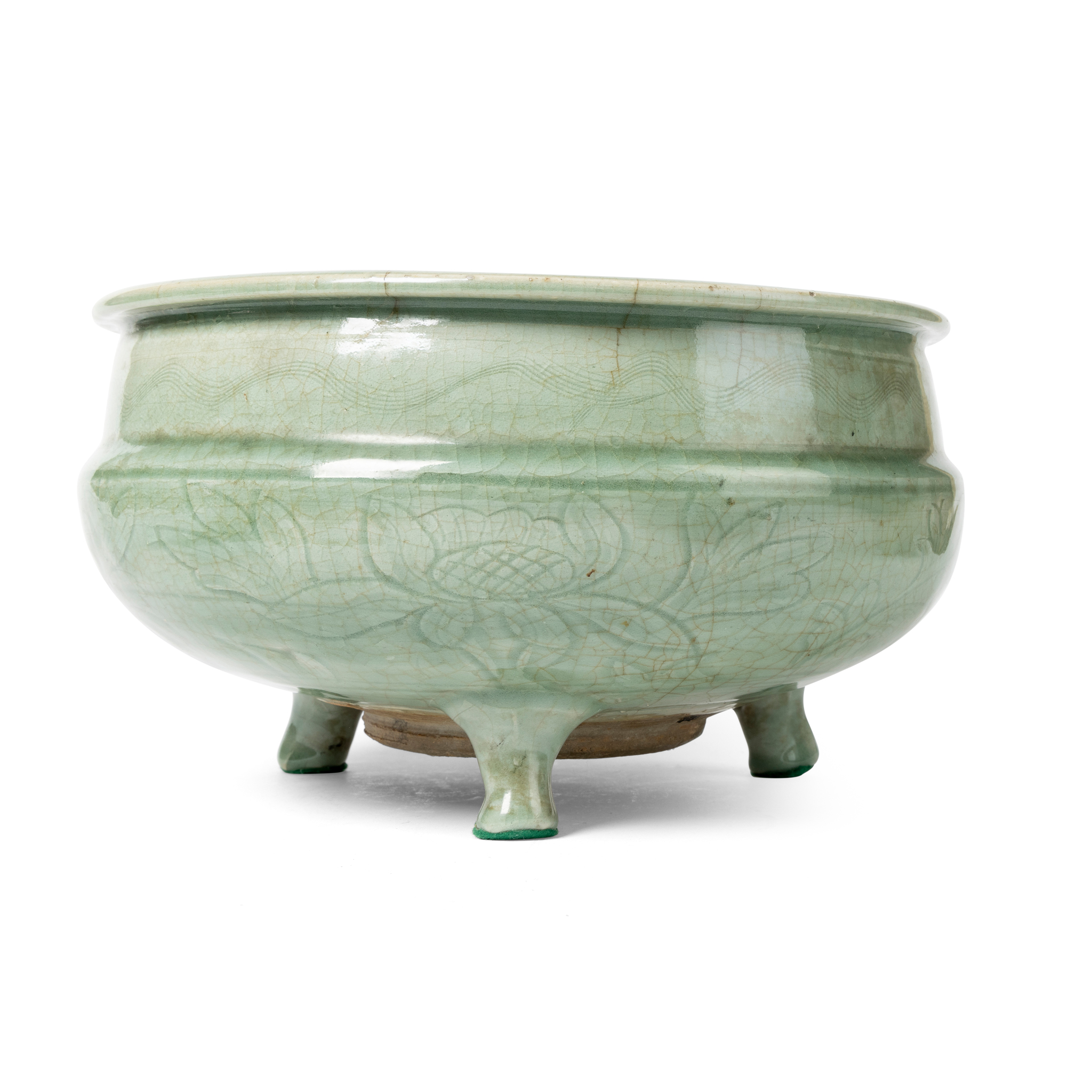 CHINESE LONGQUAN CELADON-GLAZED TRIPOD CENSER