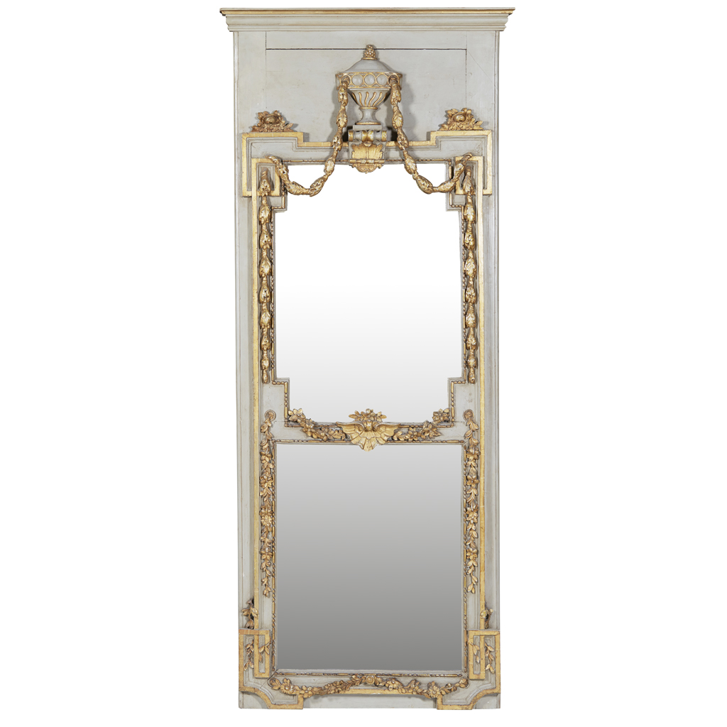 LARGE NORTH EUROPEAN PAINTED AND PARCEL PIER MIRROR