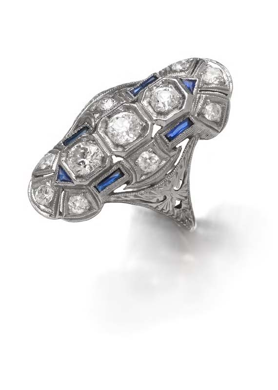 An Art Deco sapphire and diamond ring,