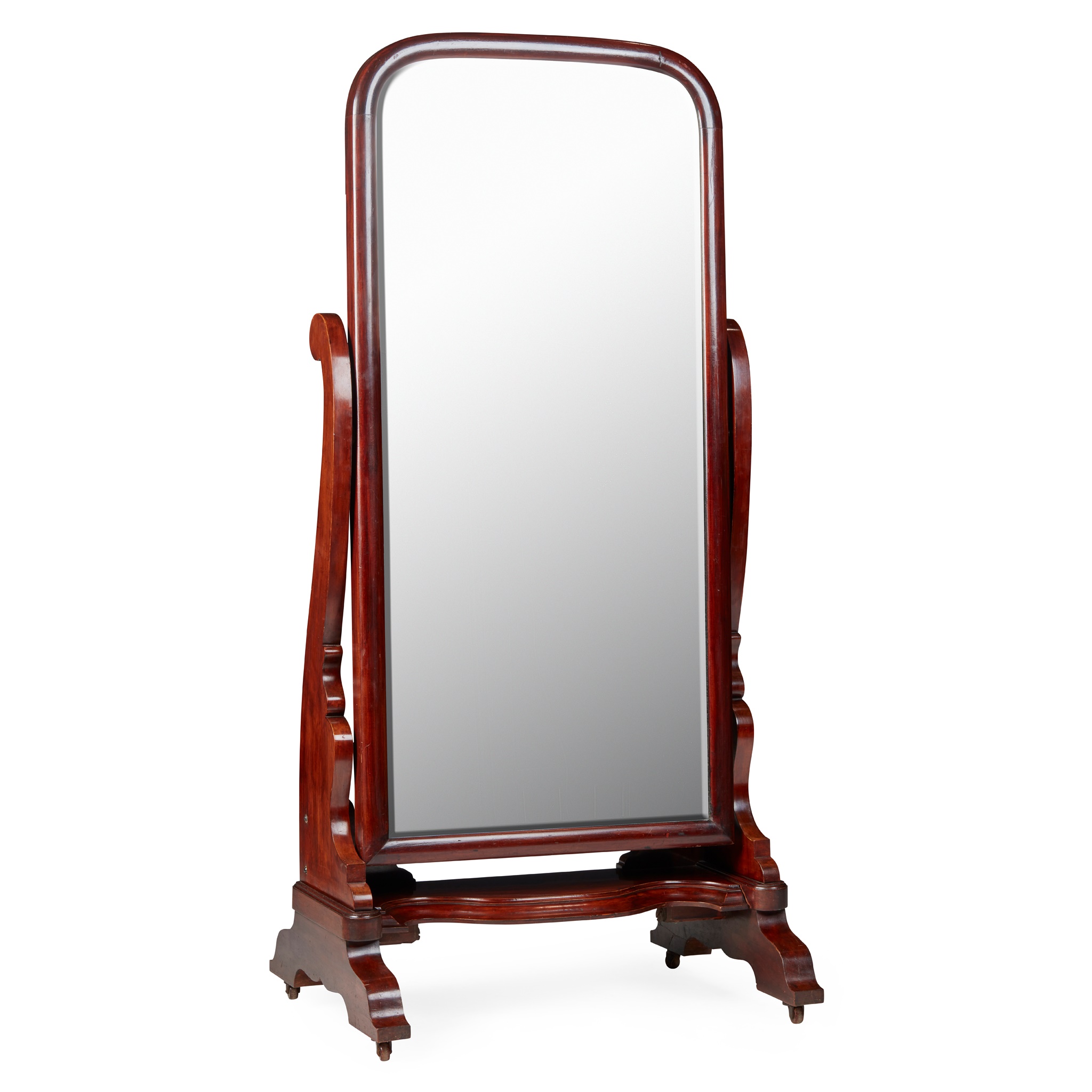 LARGE VICTORIAN MAHOGANY CHEVAL MIRROR