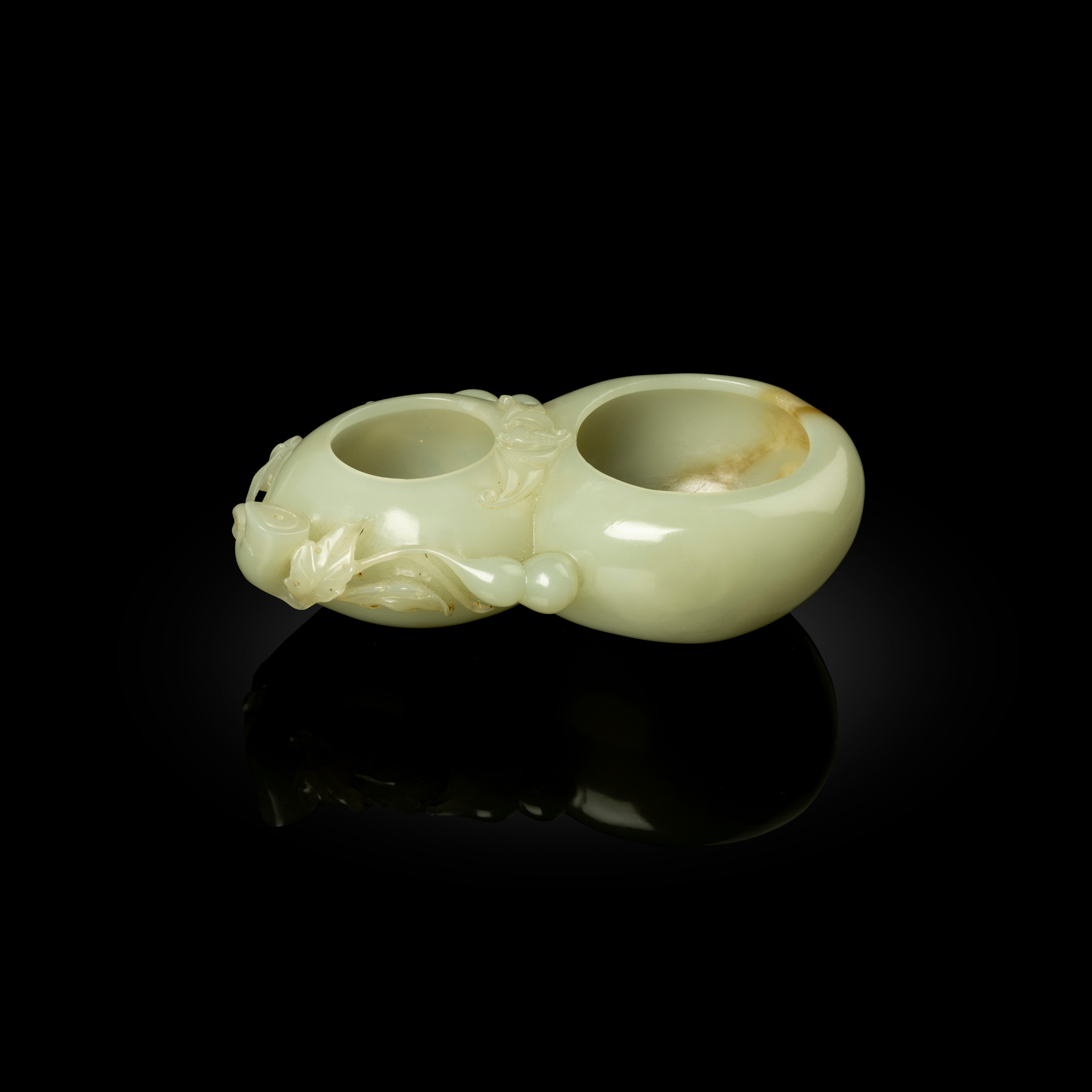 CHINESE PALE CELADON JADE 'DOUBLE-GOURD' BRUSH WASHER