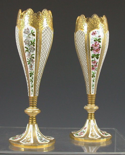 A pair of late 19th century Bohemian glass vases