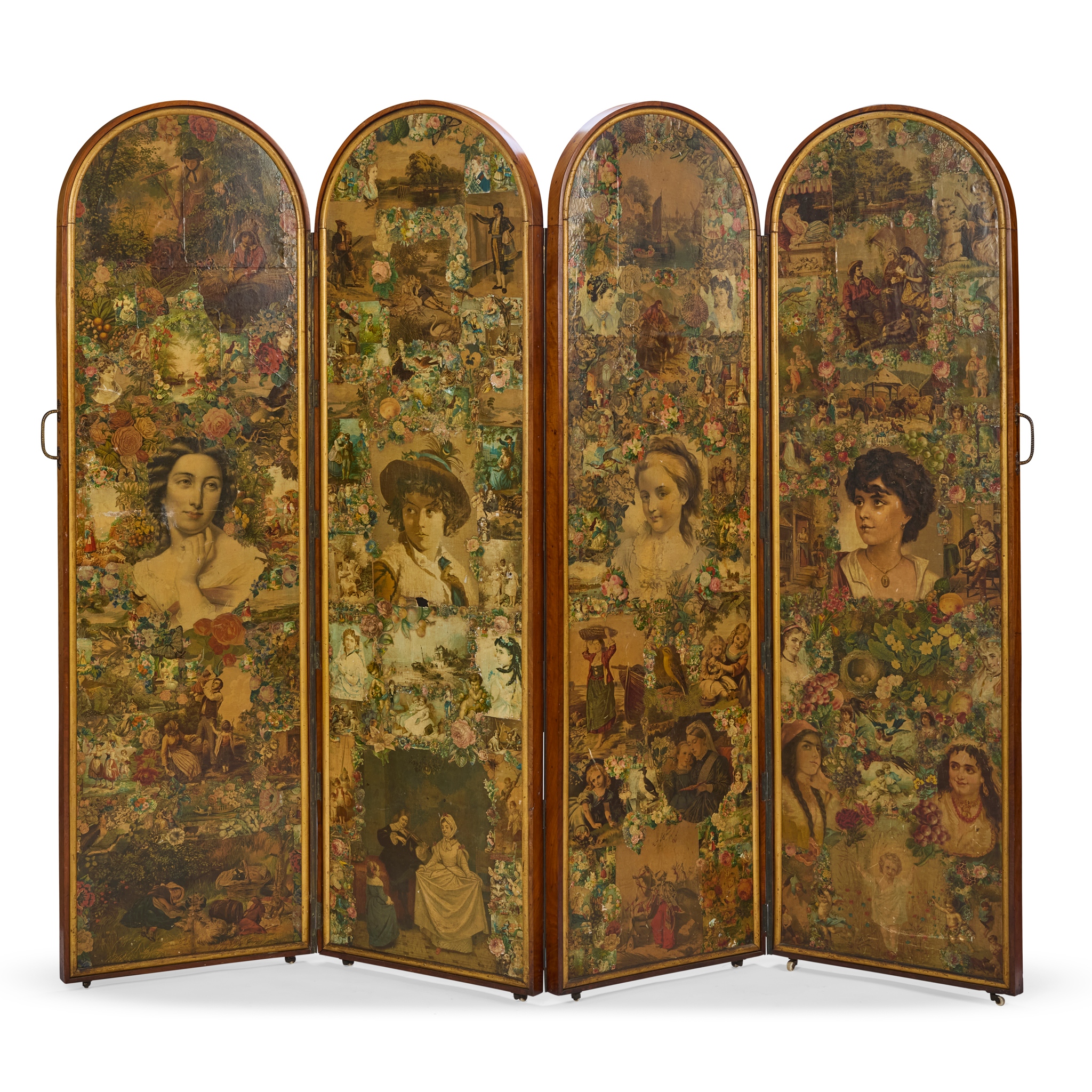 VICTORIAN FOUR-FOLD SCRAP SCREEN