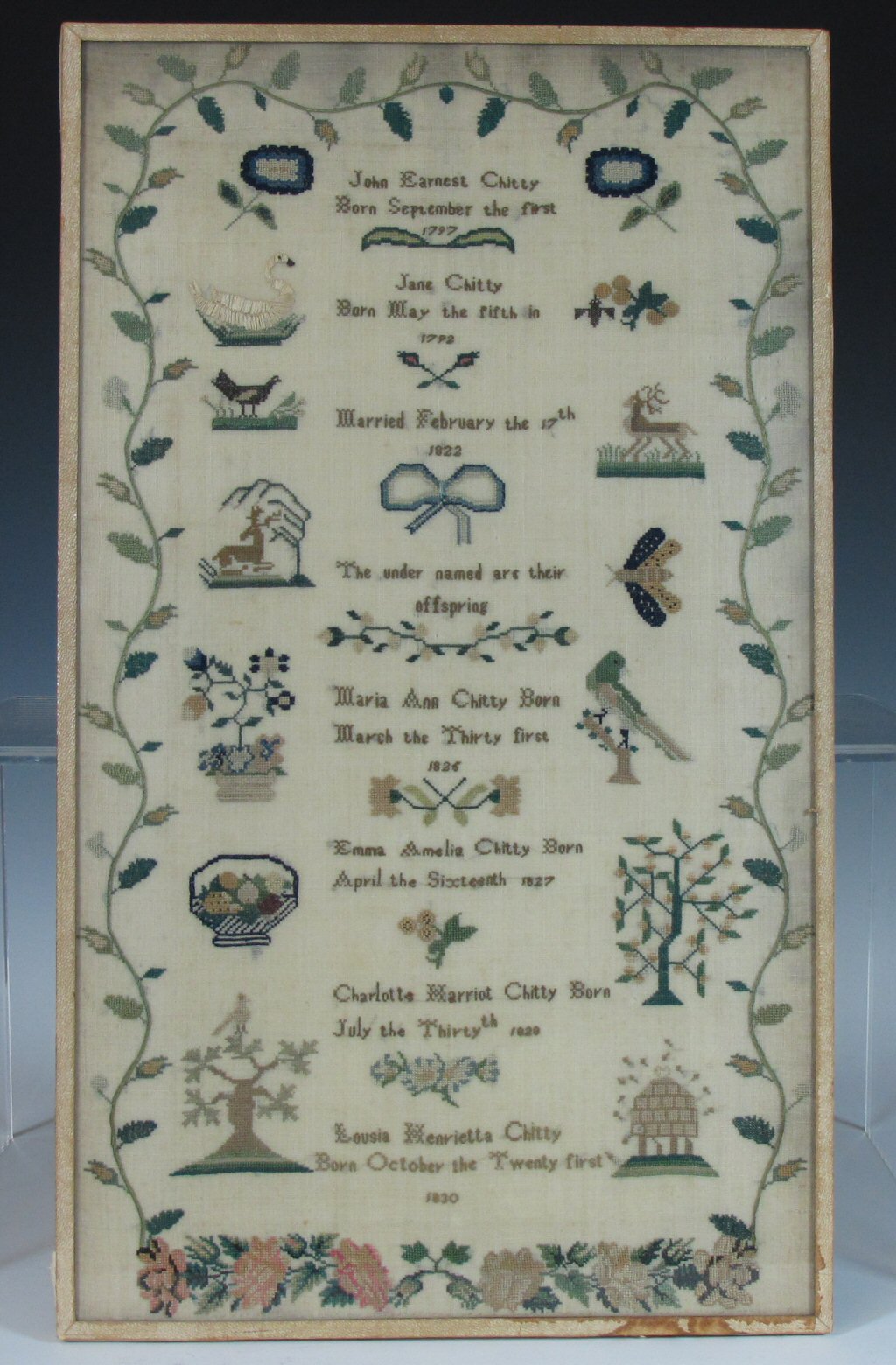 A 19th century Chitty family sampler