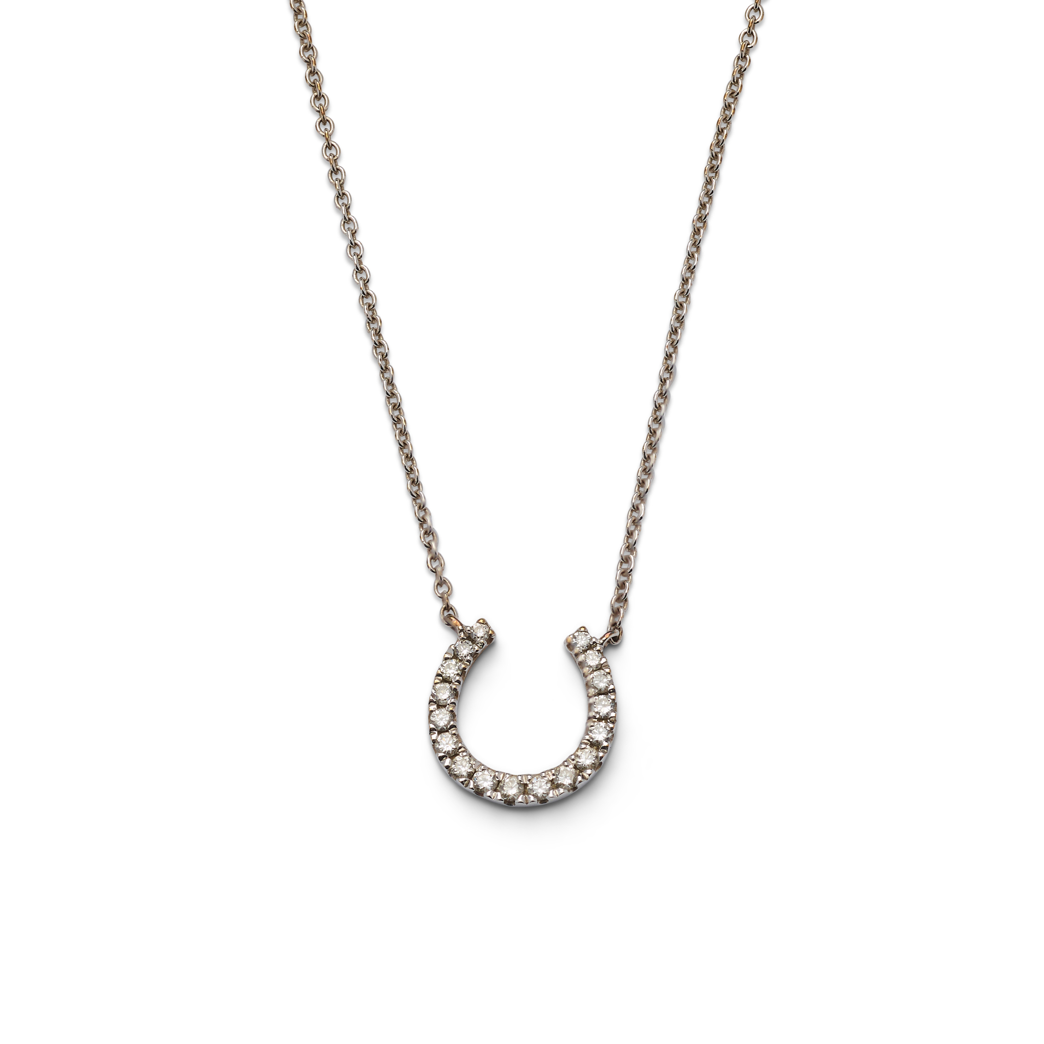 Rox: A 9ct gold diamond horseshoe pendant necklace