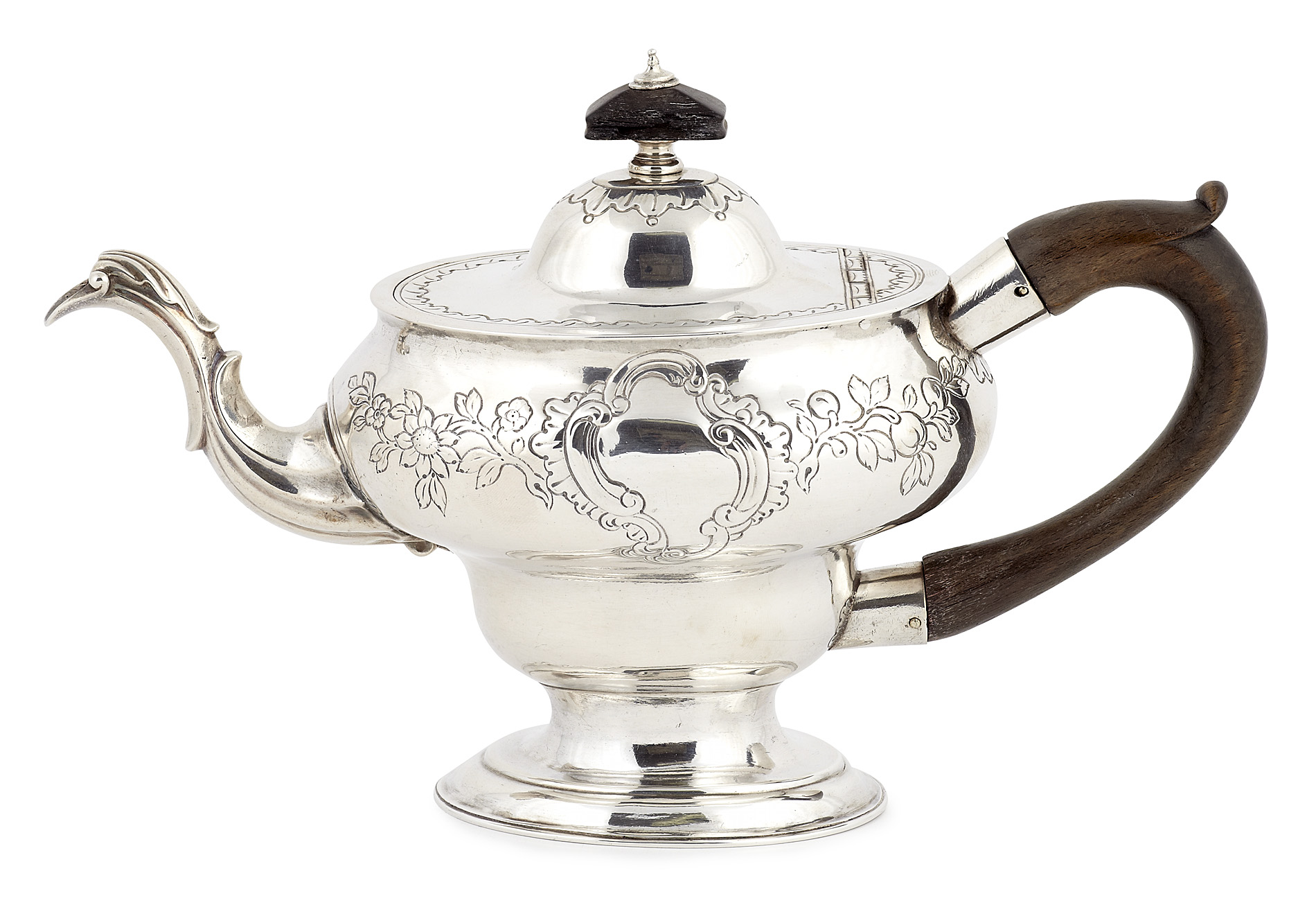 A George III inverted pear shaped teapot
