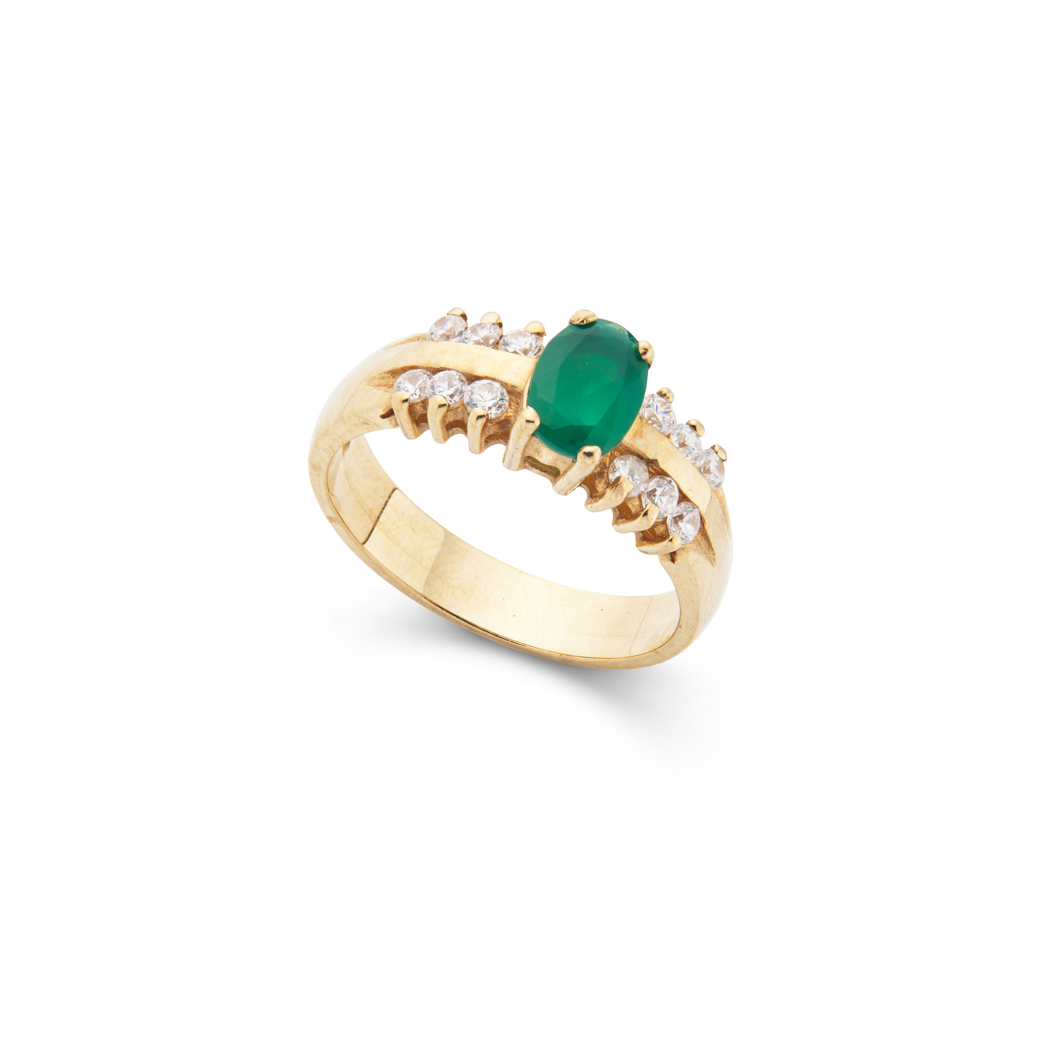 A 9ct gold emerald and diamond ring