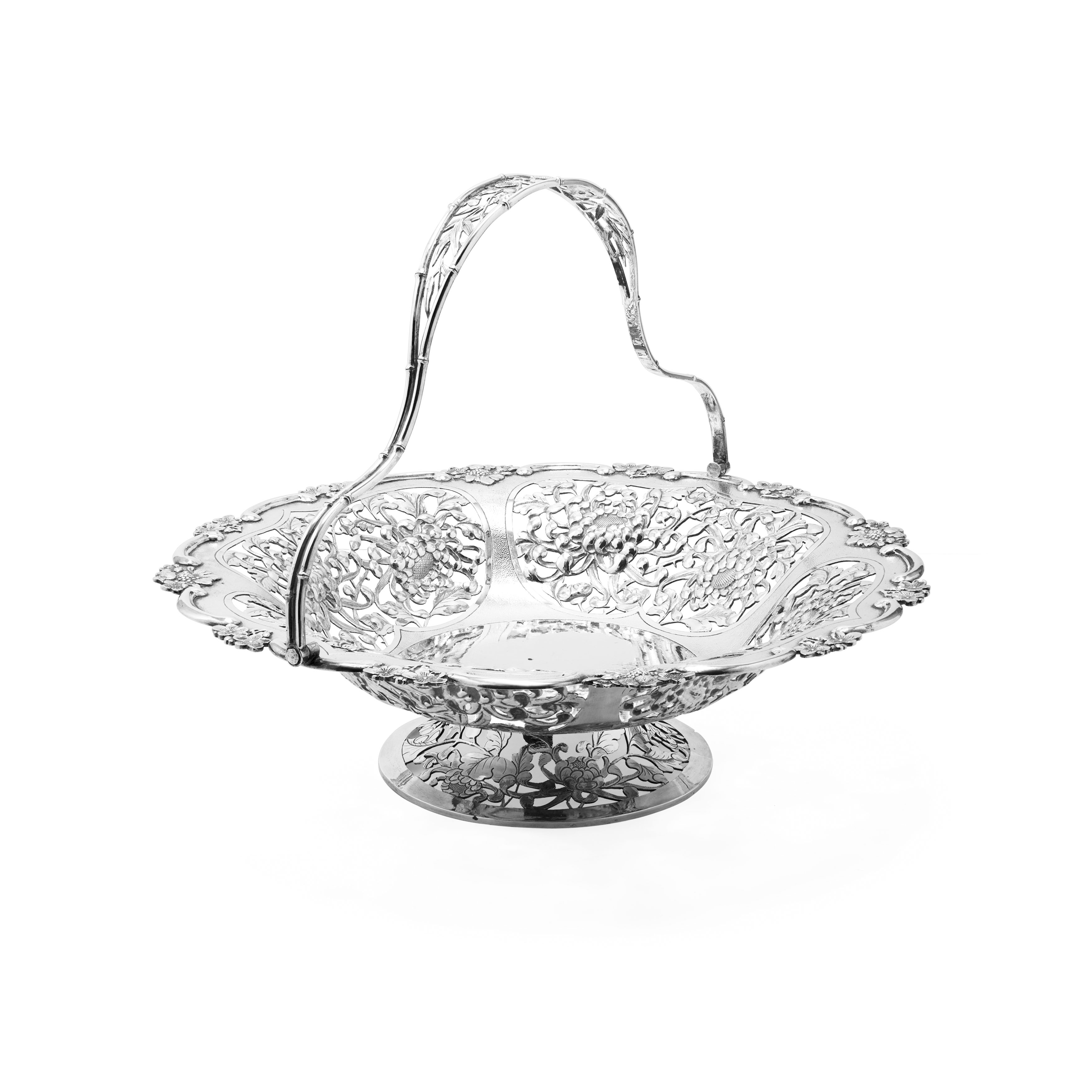 CHINESE EXPORT SILVER CAKE BASKET