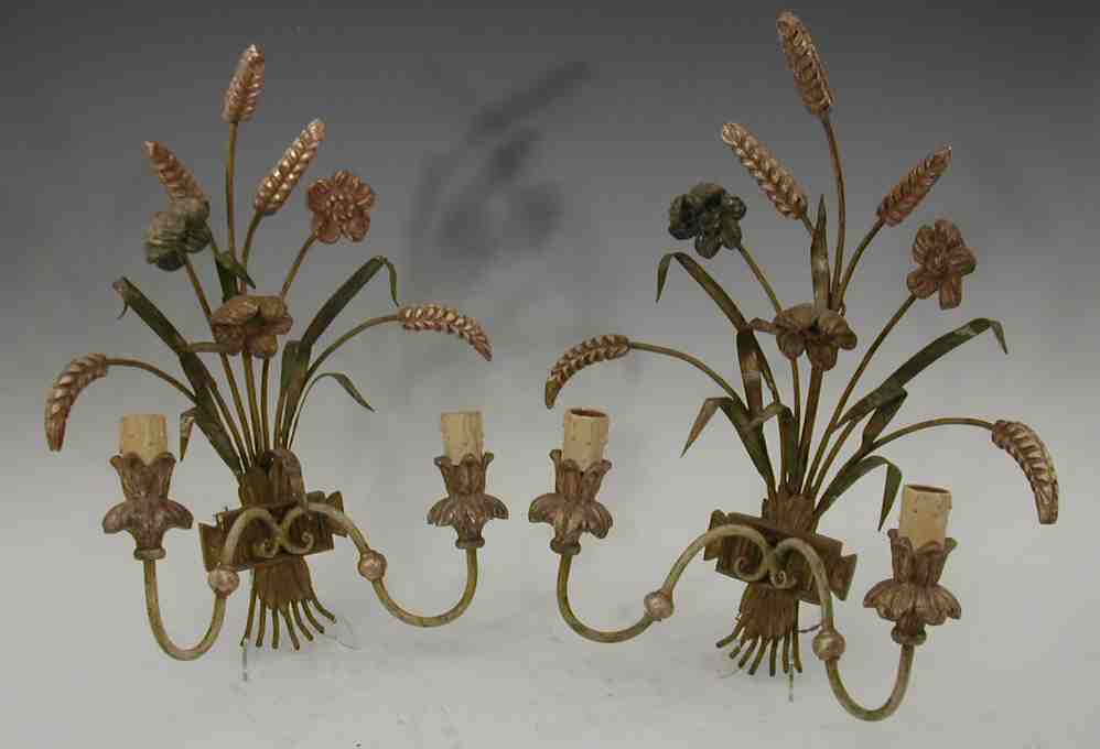 A pair of giltwood and gesso wall lights,