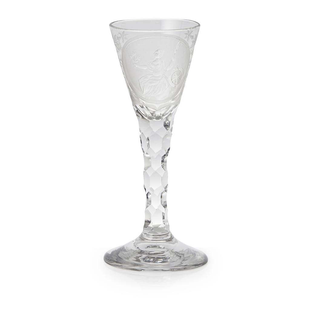 GEORGIAN 'BRITANNIA' ENGRAVED WINE GLASS