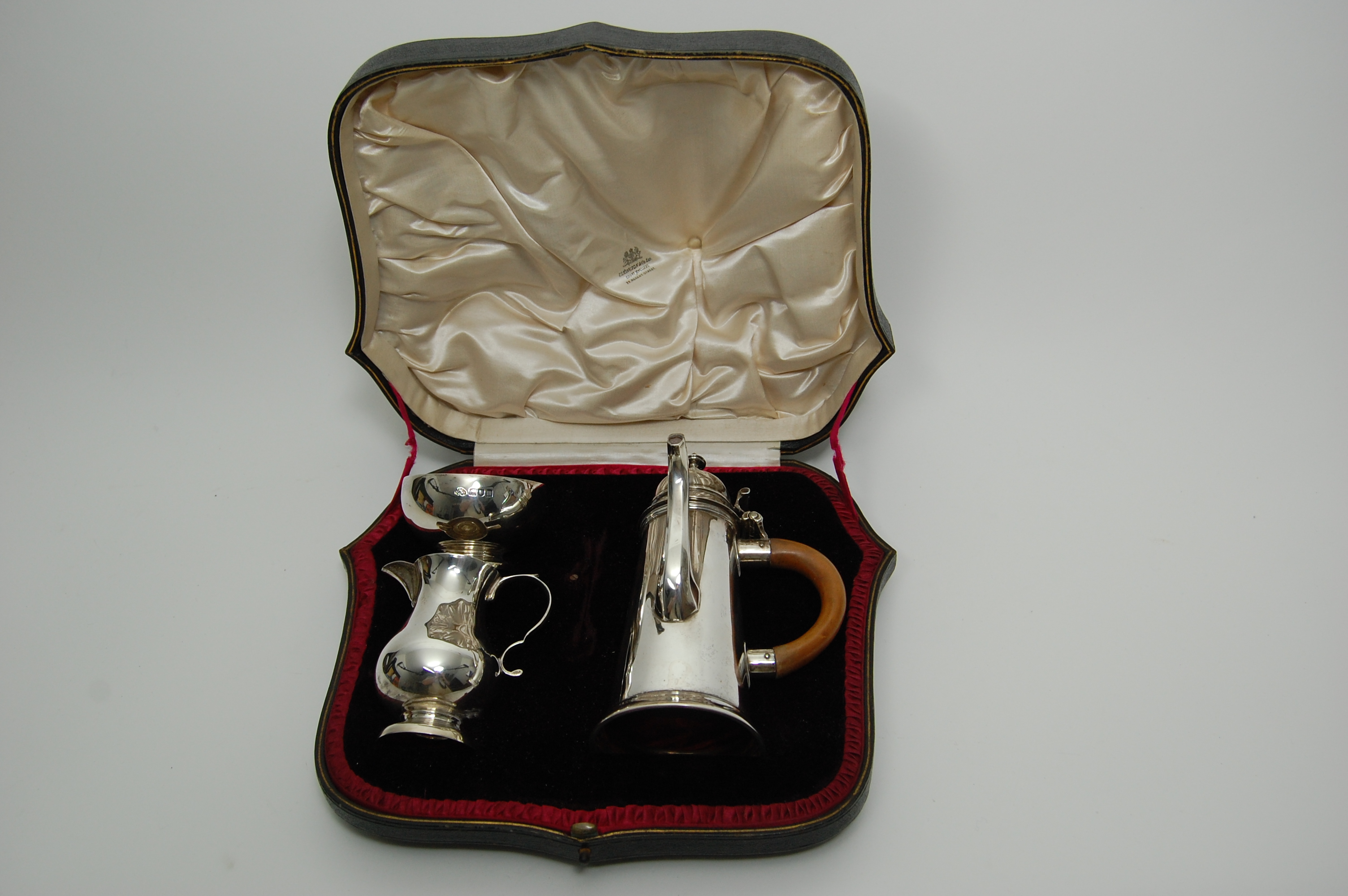 An Edwardian cased hot chocolate set