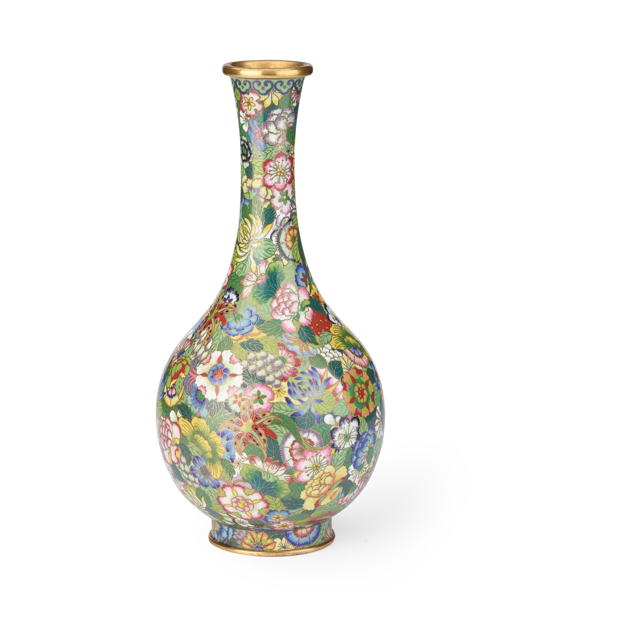 CLOISONNÉ ENAMEL 'MILLEFLEUR' BOTTLE VASE