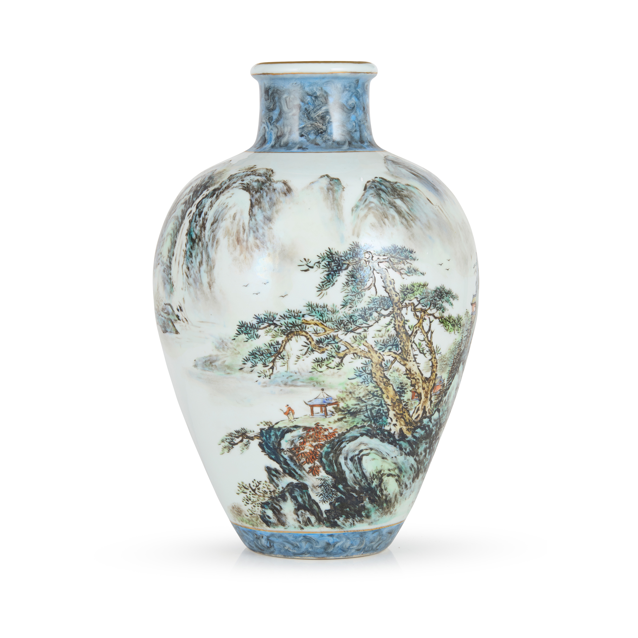 LARGE CHINESE FAMILLE ROSE ‘LANSCAPE’ VASE