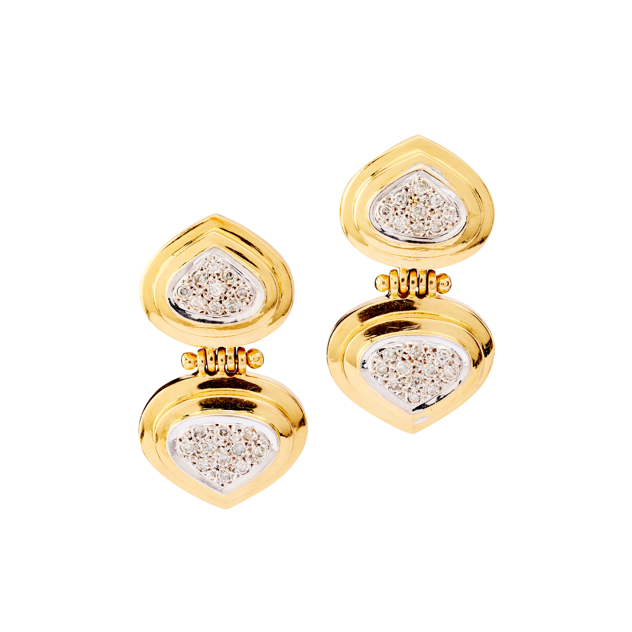 A pair of diamond pendent earrings