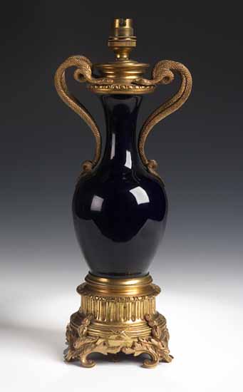 A Sevres bleu de roi, gilt bronze mounted vase