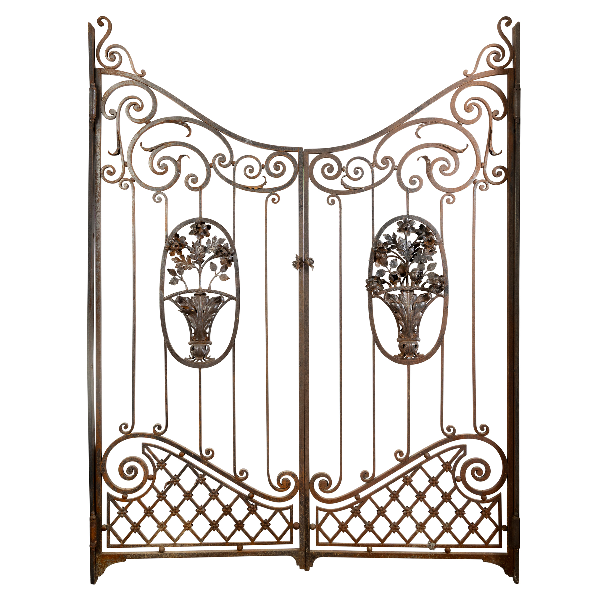 A PAIR OF STEEL GARDEN GATES