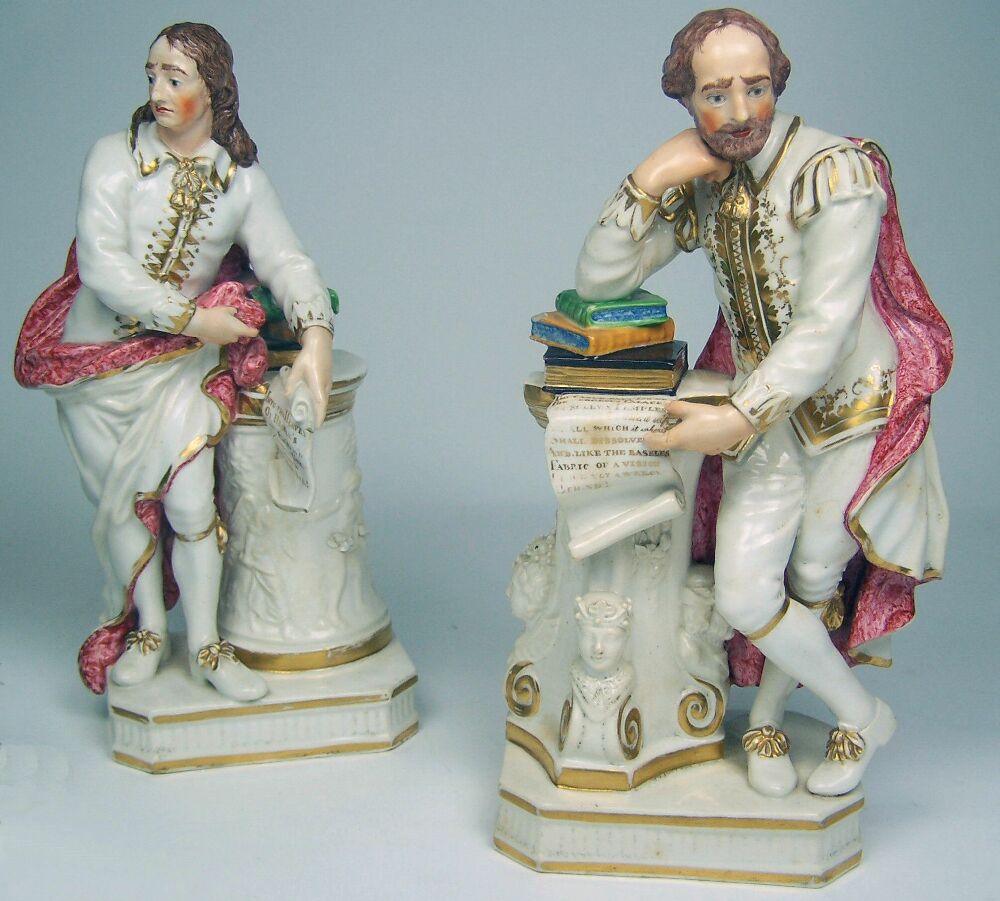 A pair of late 18th century Derby figures of Shakespeare and Milton