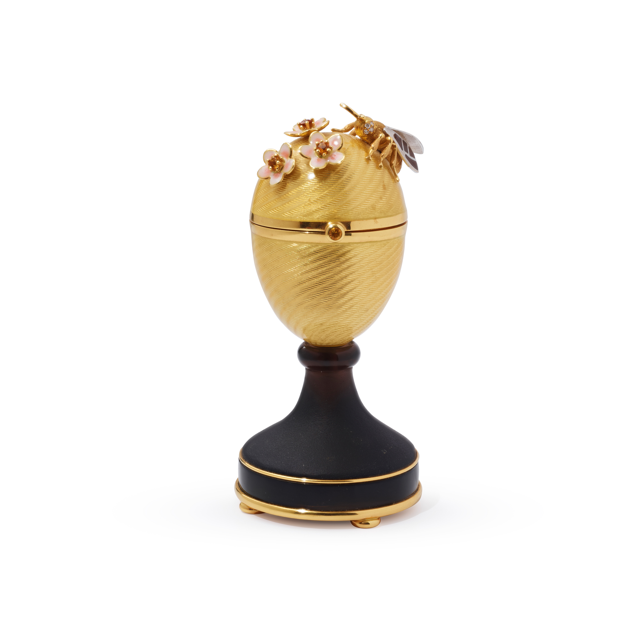 Victor Mayer for Fabergé: An enamel, citrine, smoky quartz and diamond 'Surprise' egg