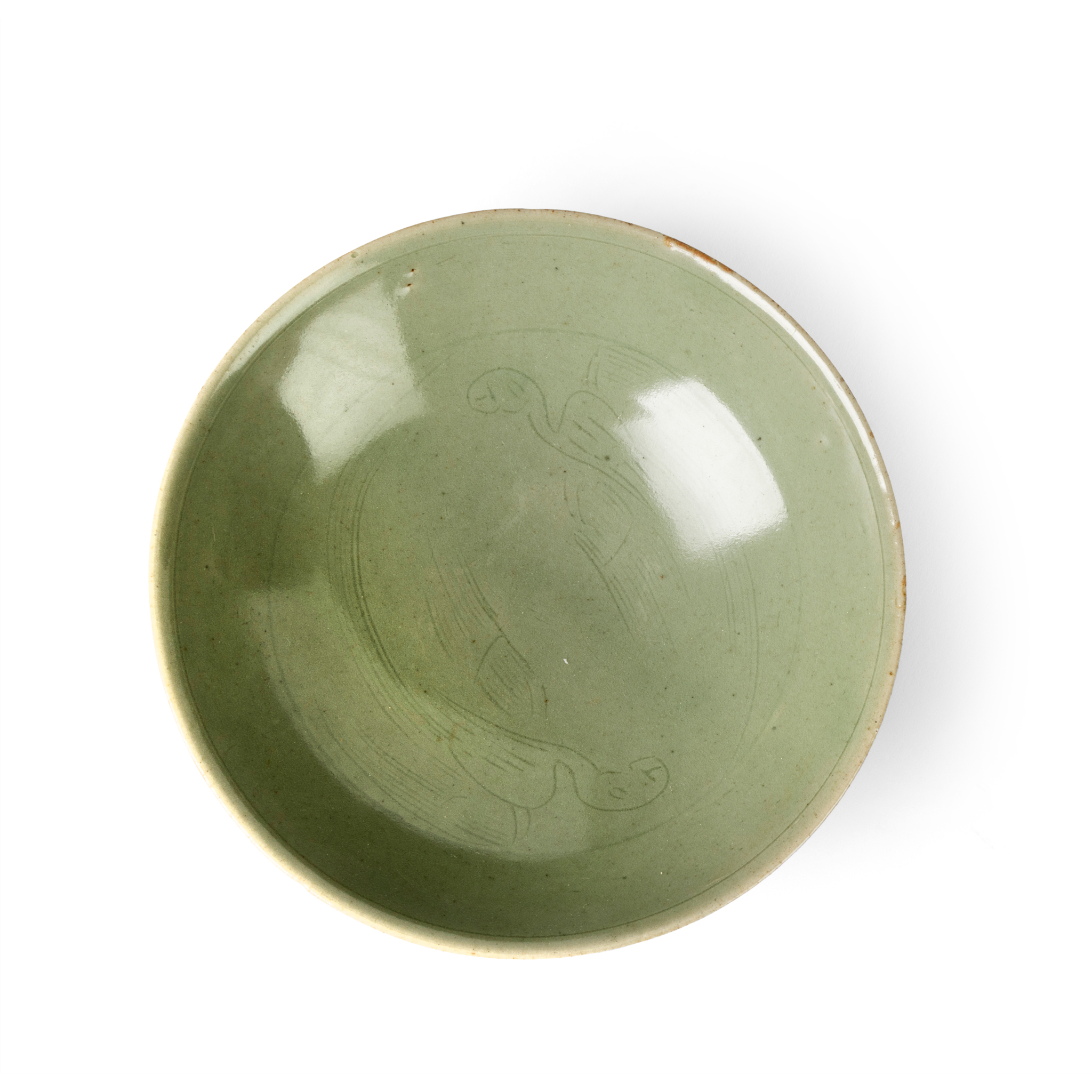 KOREAN CELADON-GLAZED INCISED 'PARROTS' BOWL