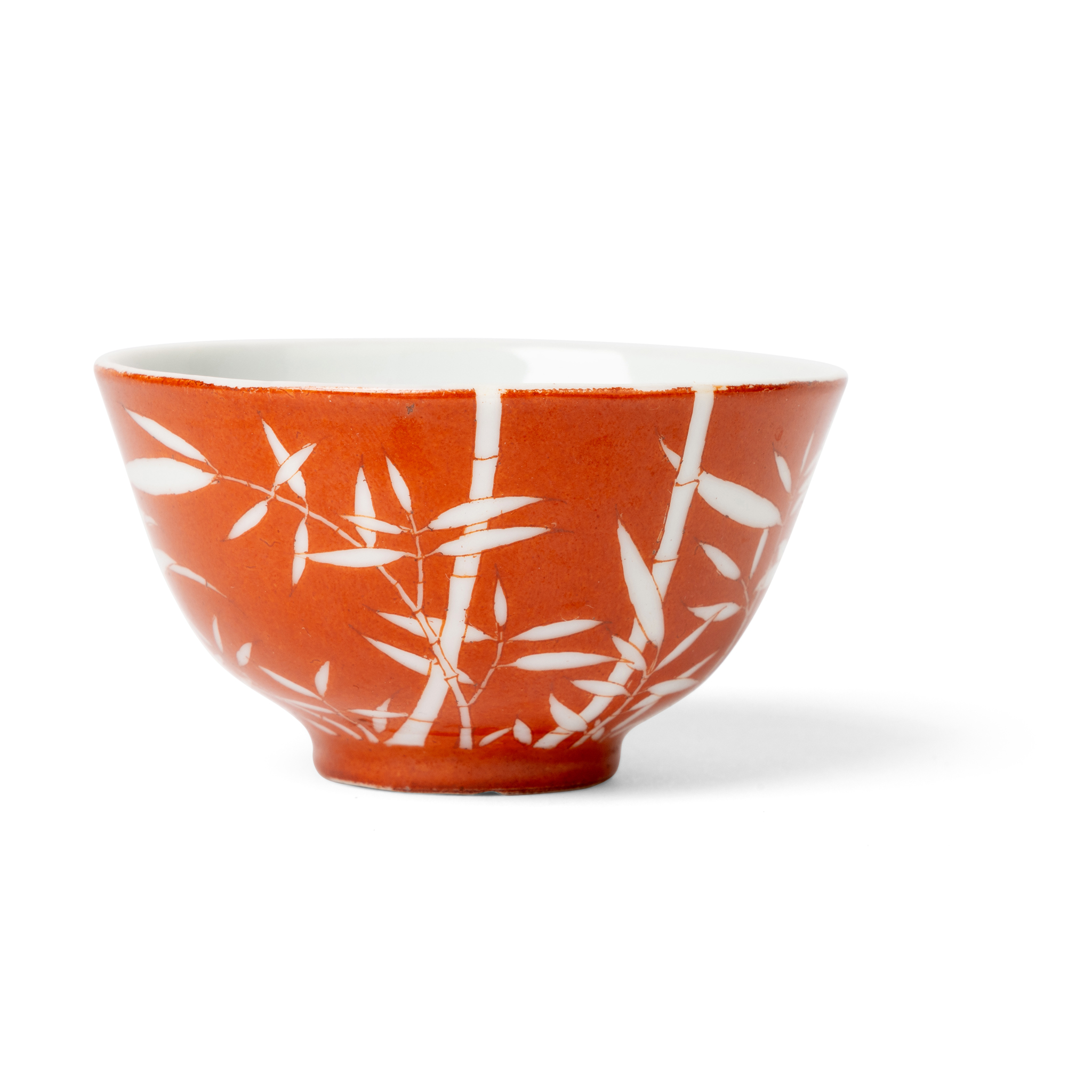 CHINESE CORAL-RED-GROUND RESERVE DECORATED 'BAMBOO' CUP