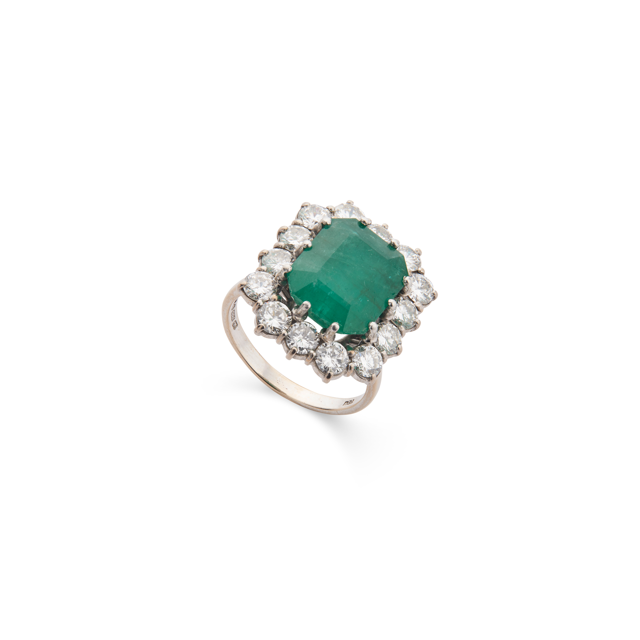 An 18ct gold emerald and diamond cocktail ring