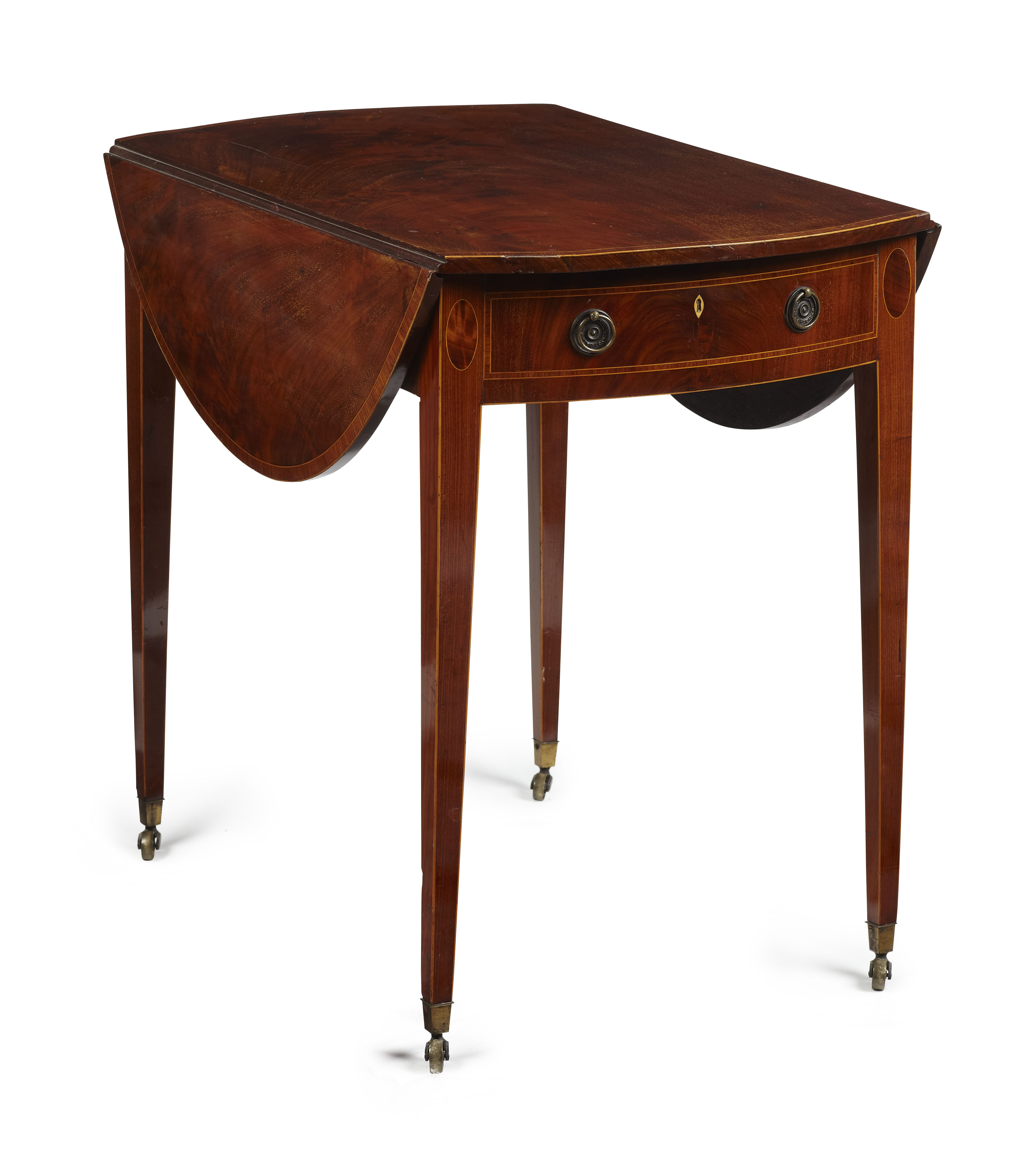 GEORGE III MAHOGANY AND KINGWOOD PEMBROKE TABLE