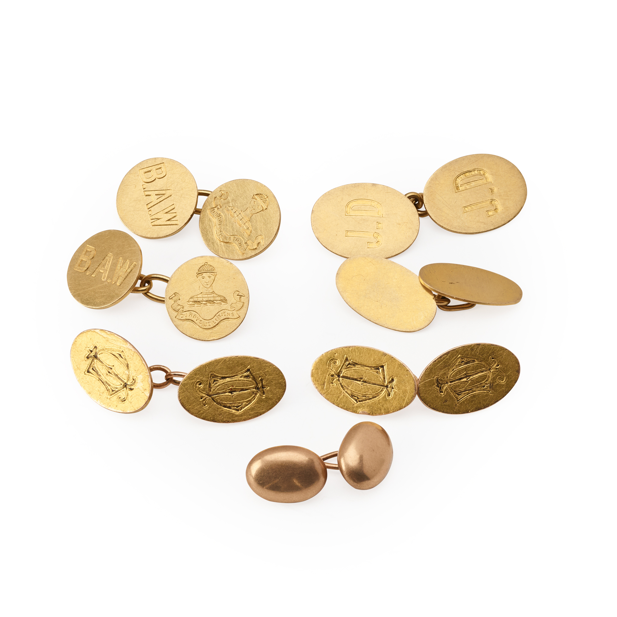 A collection of 18ct gold cufflinks