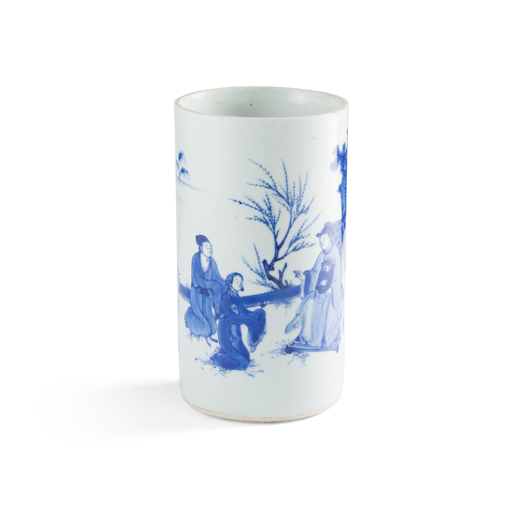 BLUE AND WHITE BRUSH POT