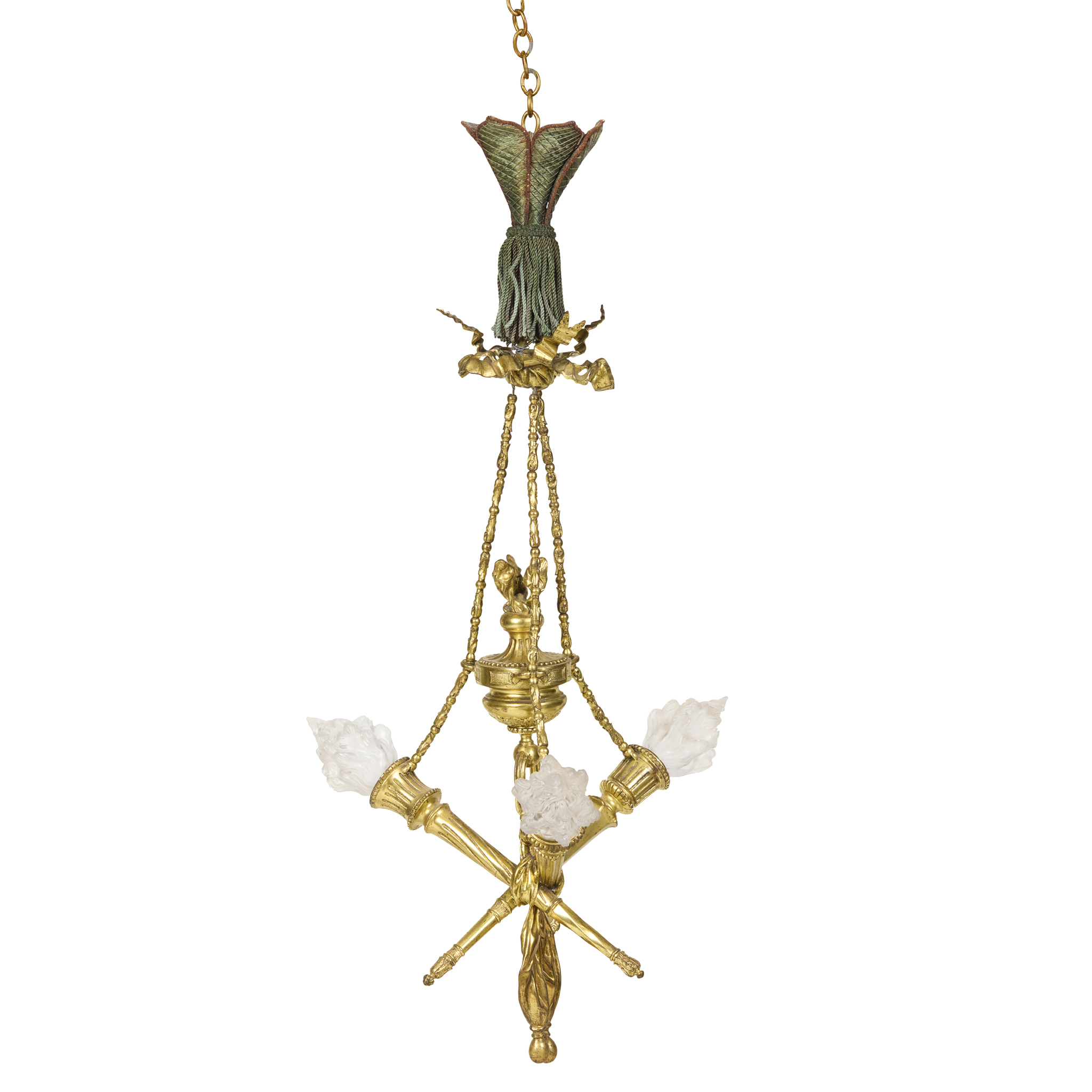 GILT METAL TORCH CHANDELIER