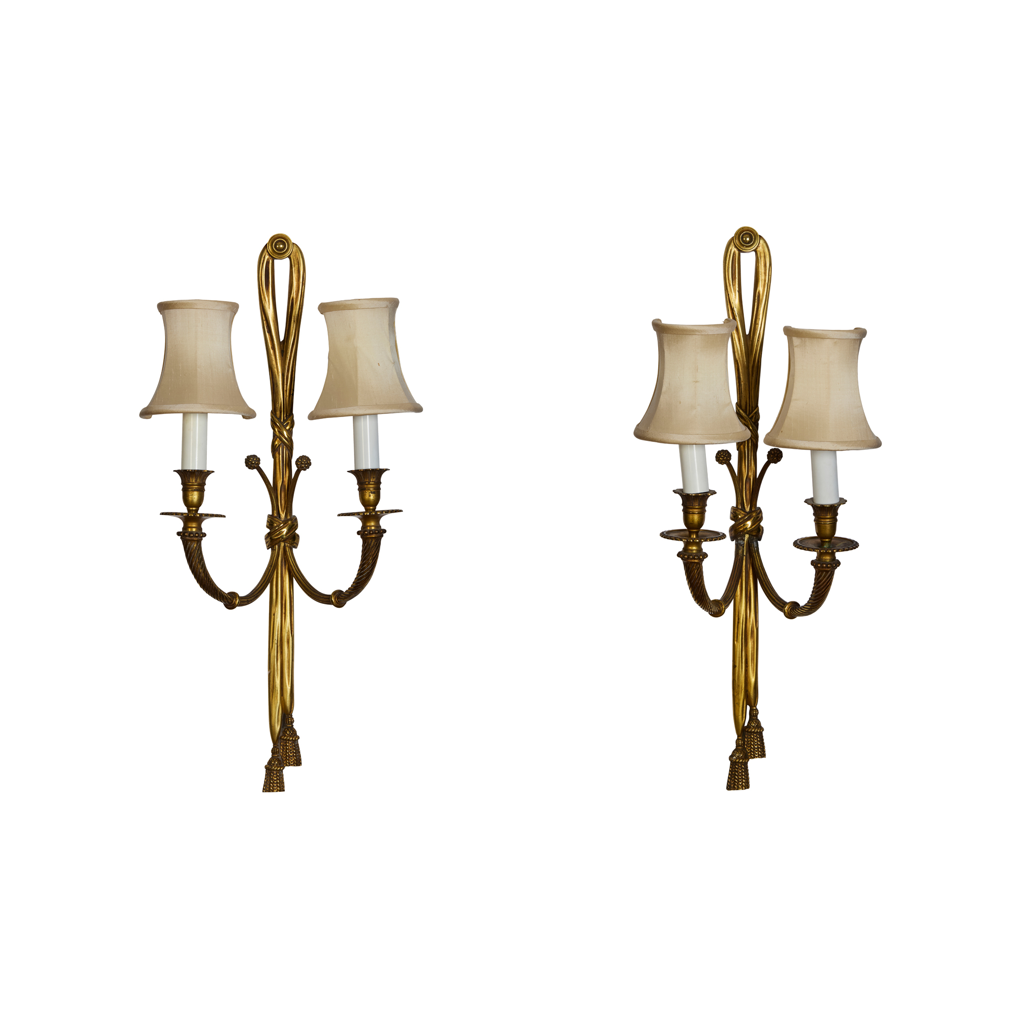 PAIR OF NEO-CLASSICAL GILT BRASS WALL LIGHTS