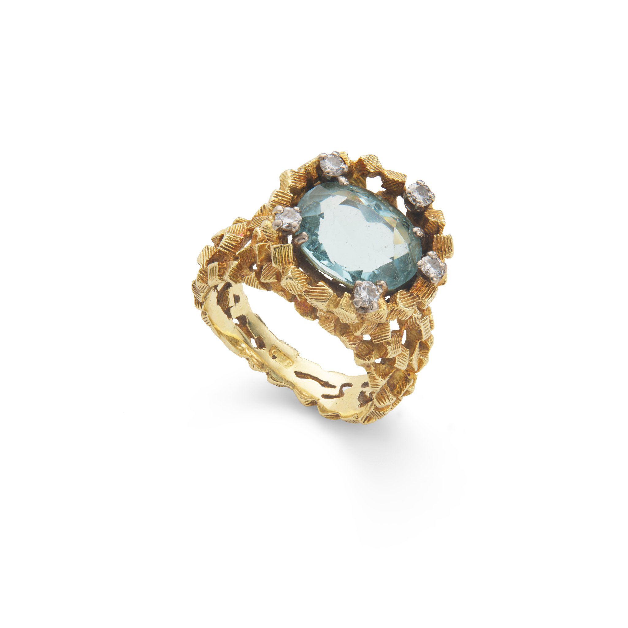 John Donald: An aquamarine and diamond 'Cube' ring