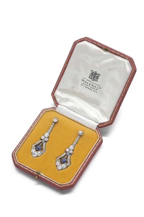 A pair of early 20th century pendant earrings,