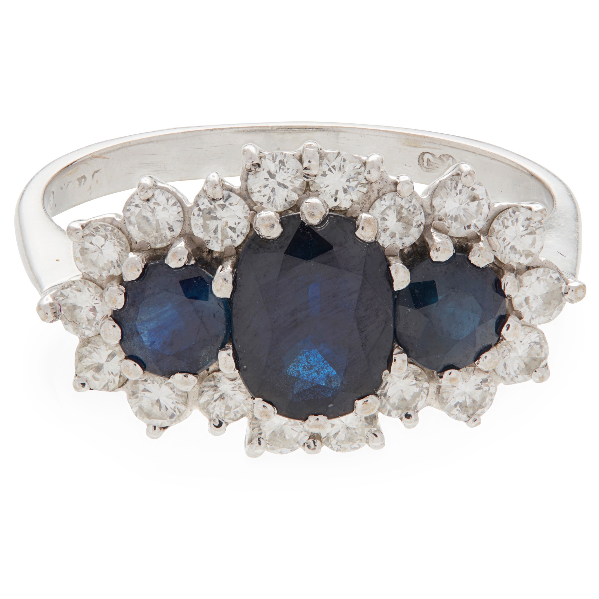 A sapphire and diamond set cluster ring