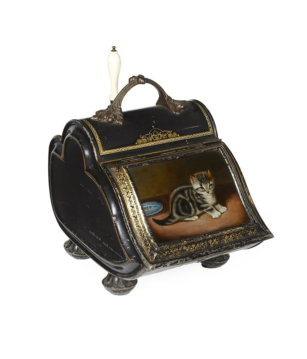 VICTORIAN TOLEWARE COAL SCUTTLE