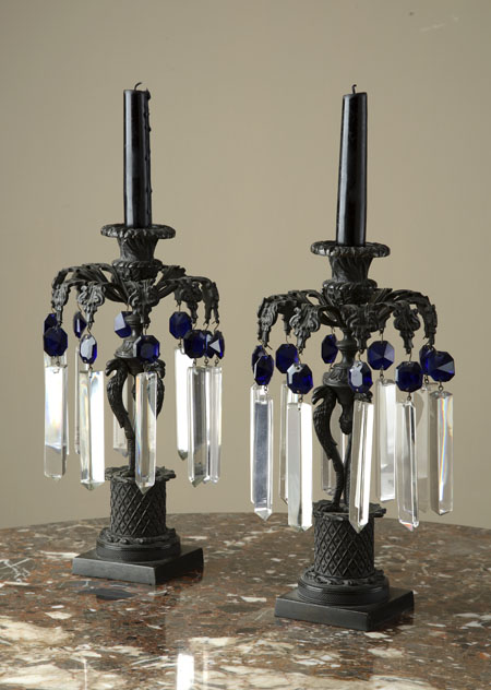 A pair of late 19th century French bronze lustres