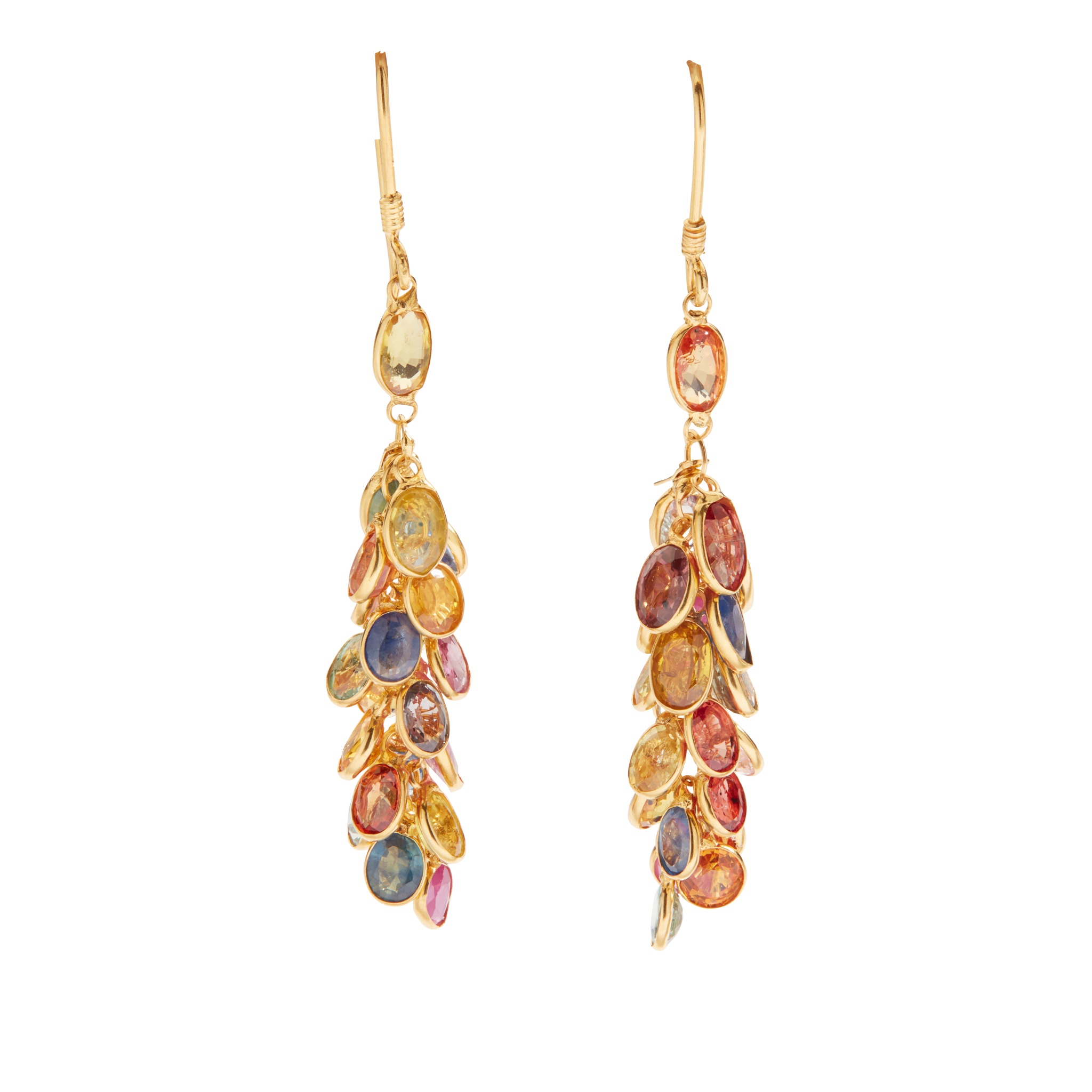 A pair of coloured sapphire earrings