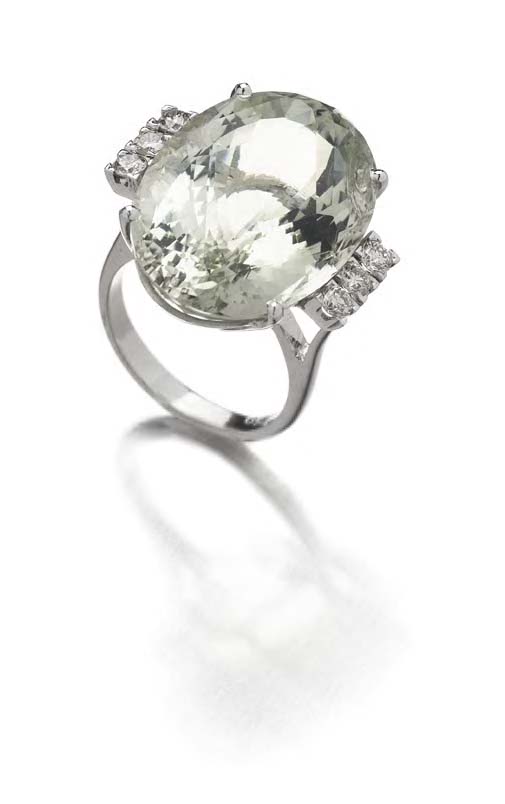 A prasiolite and diamond cocktail ring,
