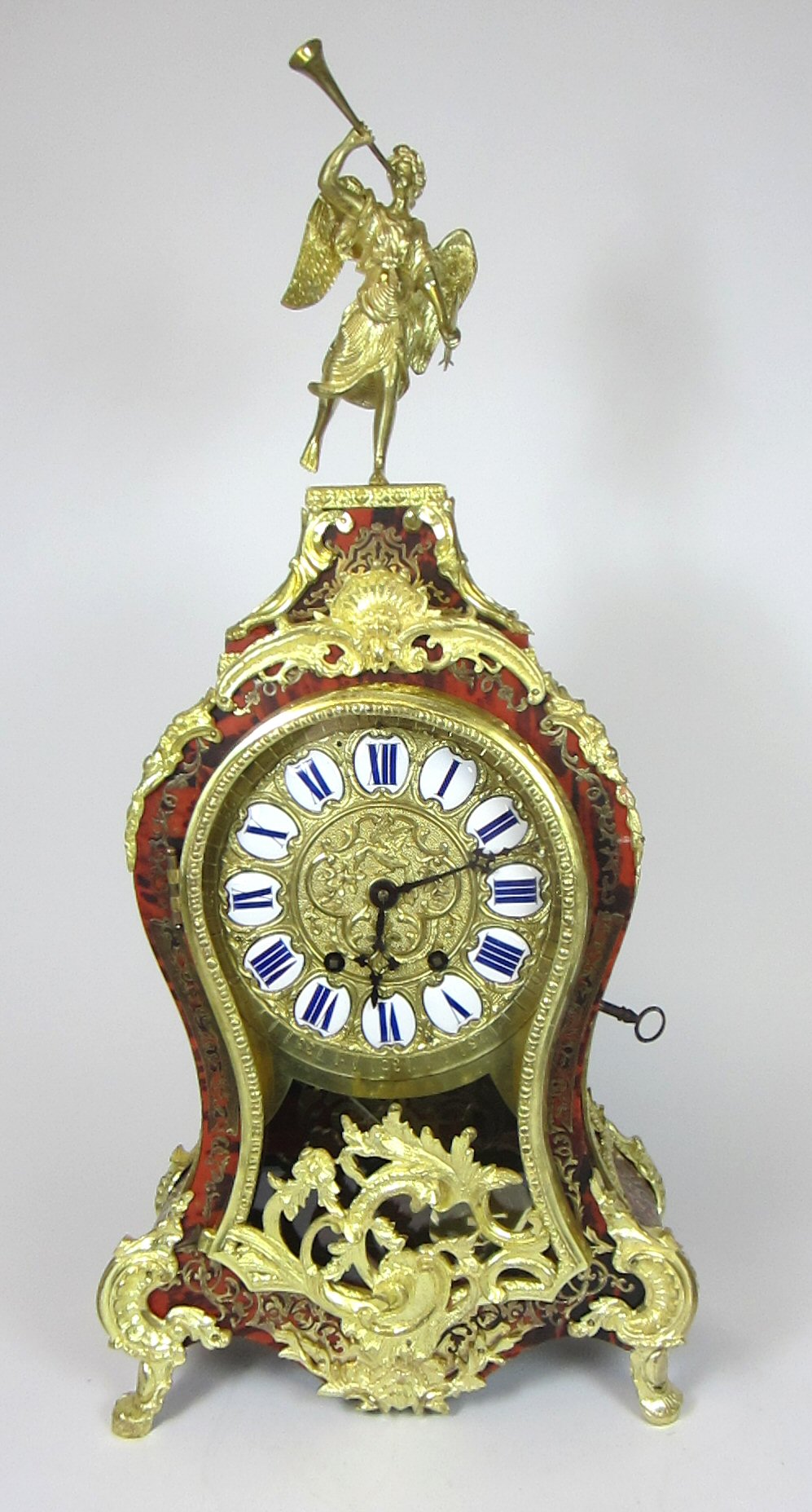 LOUIS XIV STYLE BOULLE MARQUETRY AND GILT BRONZE BRACKET CLOCK AND BRACKET