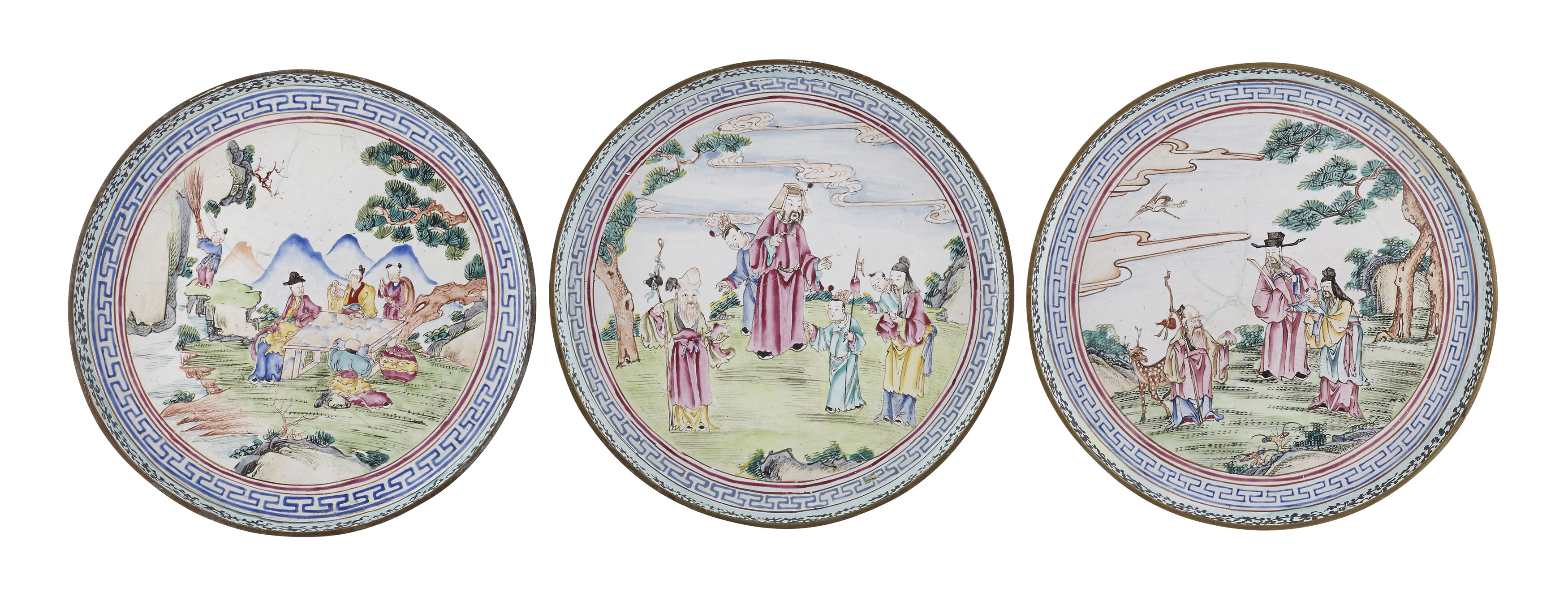 THREE CHINESE CANTON ENAMEL DISHES