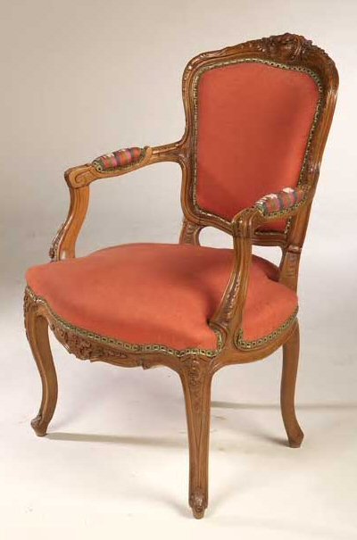 A Louis XV beech framed fauteuil,