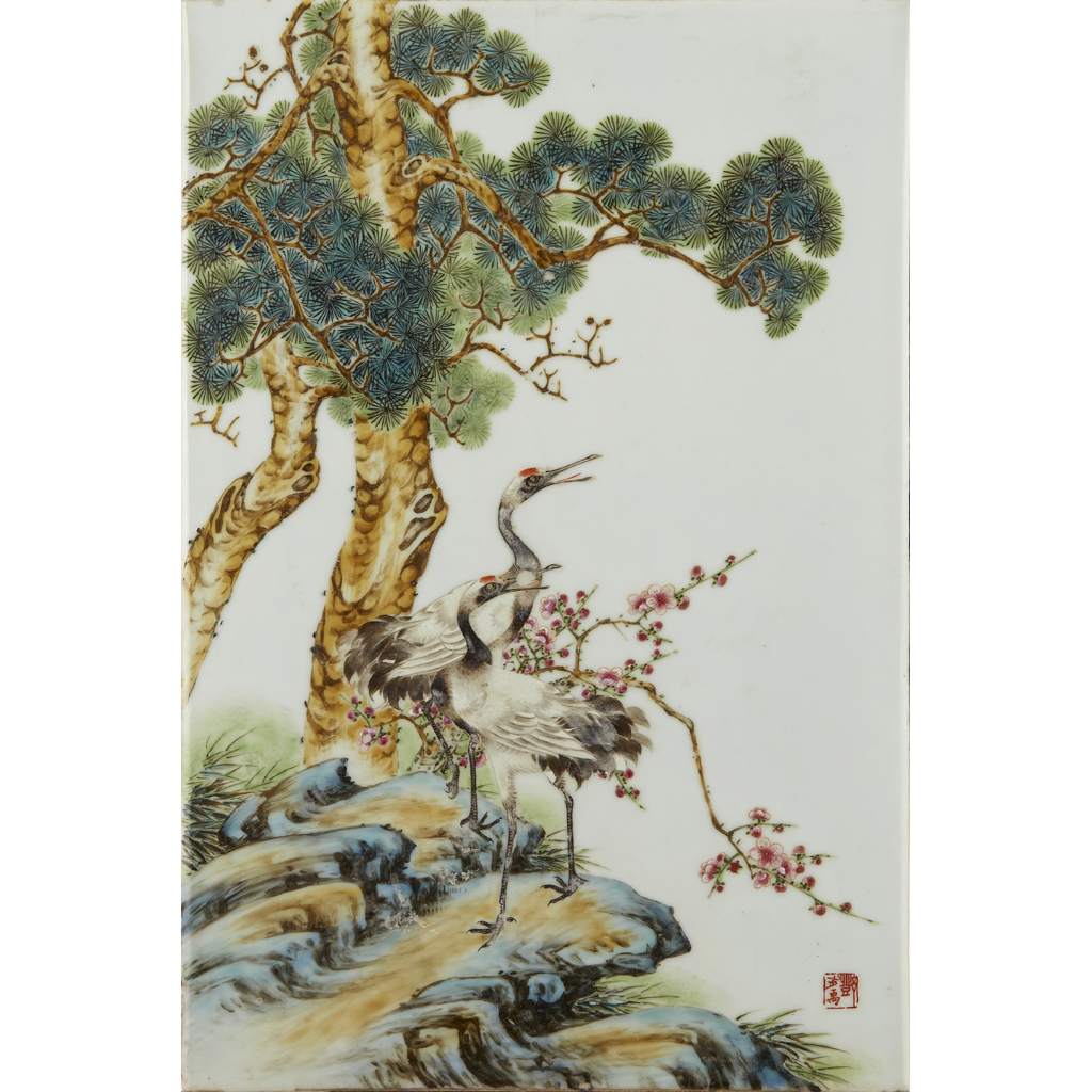 SET OF FOUR PORCELAIN 'BIRDS' PLAQUES