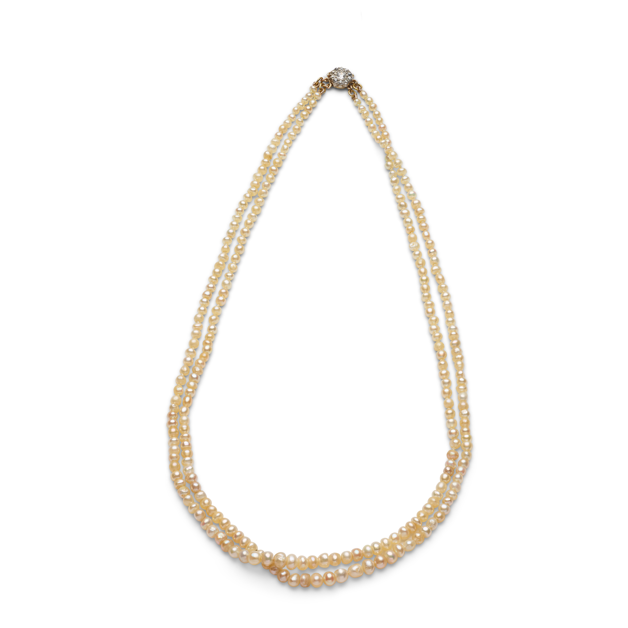 A natural saltwater pearl and diamond necklace