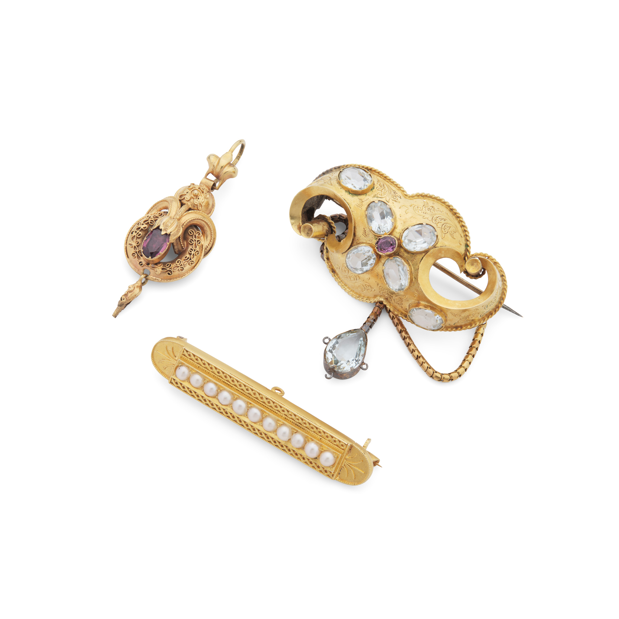 Three pieces of mid 19th century jewellery