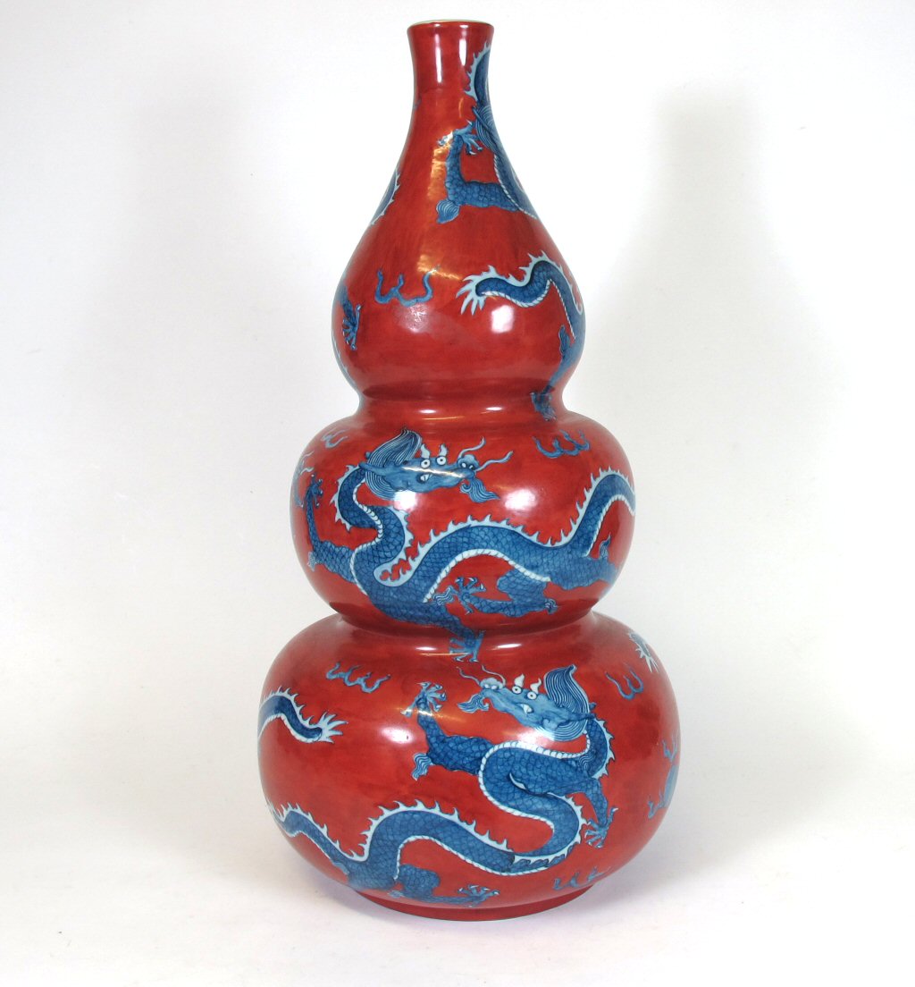 CHINESE TRIPLE GOURD PORCELAIN VASE