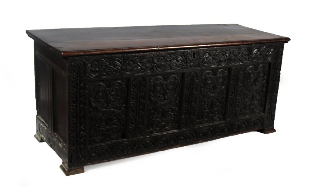 CARVED OAK COFFER