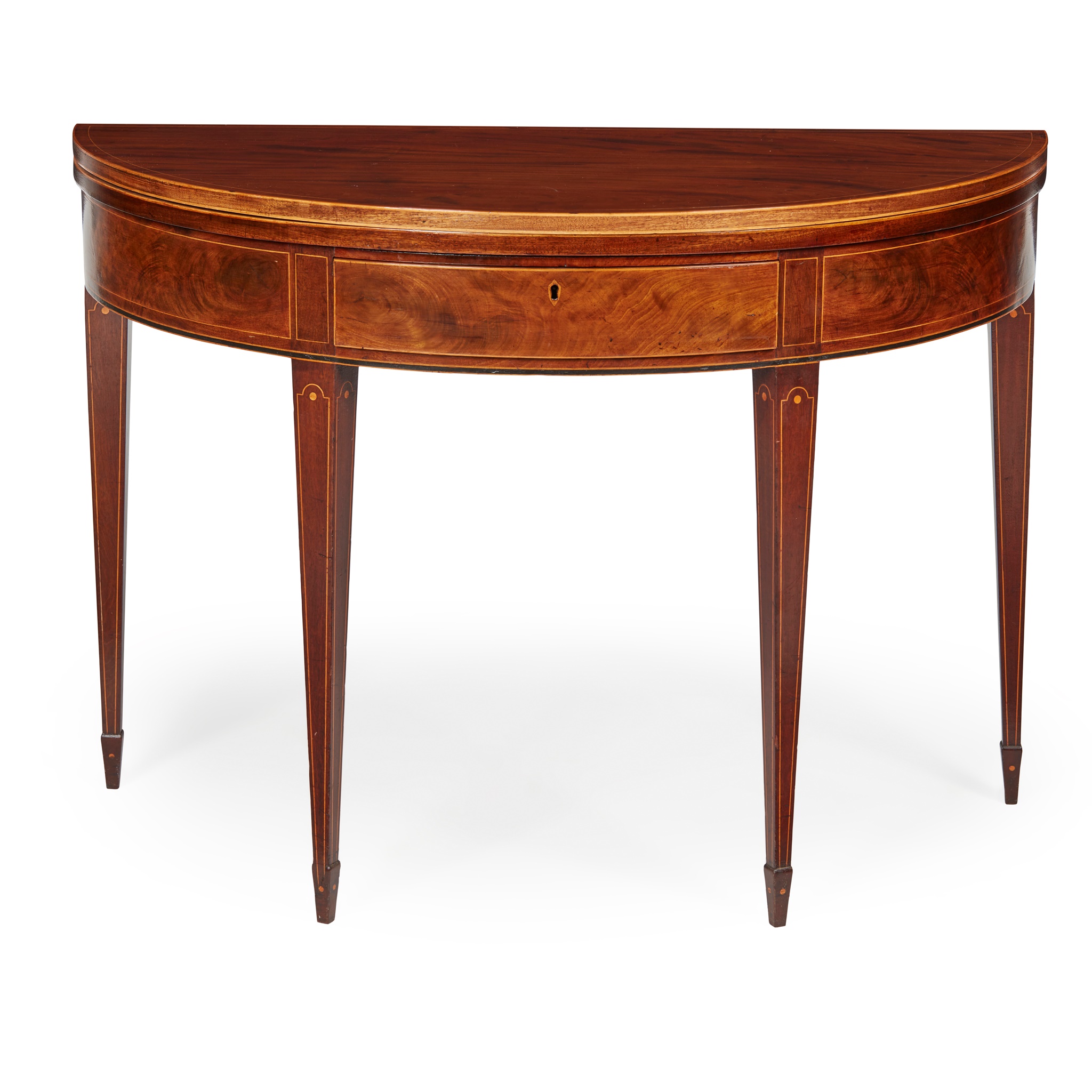SCOTTISH GEORGE III MAHOGANY DEMILUNE TEA TABLE
